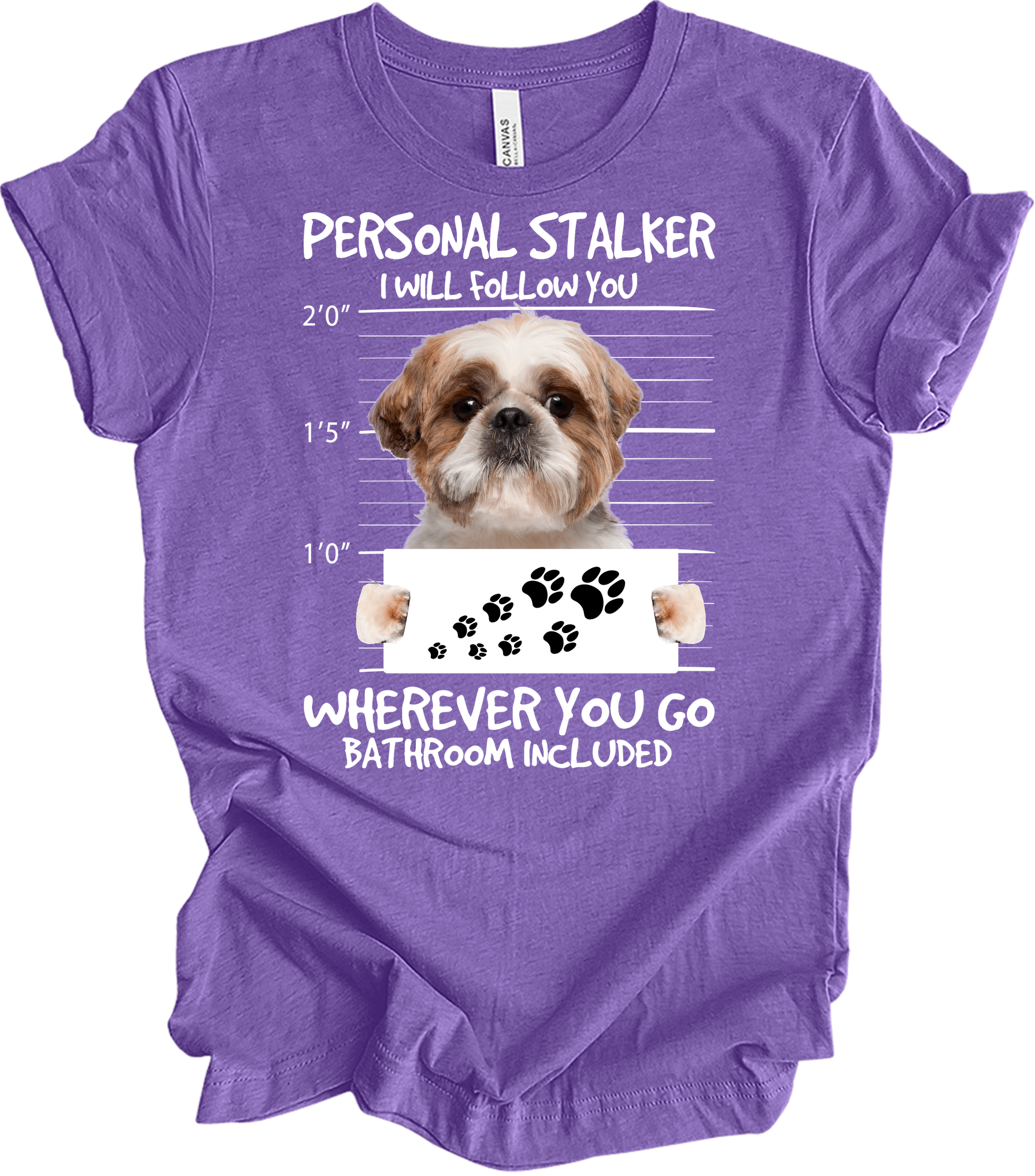 Shih Tzu Personal Stalker T-Shirt in Heather Team Purple