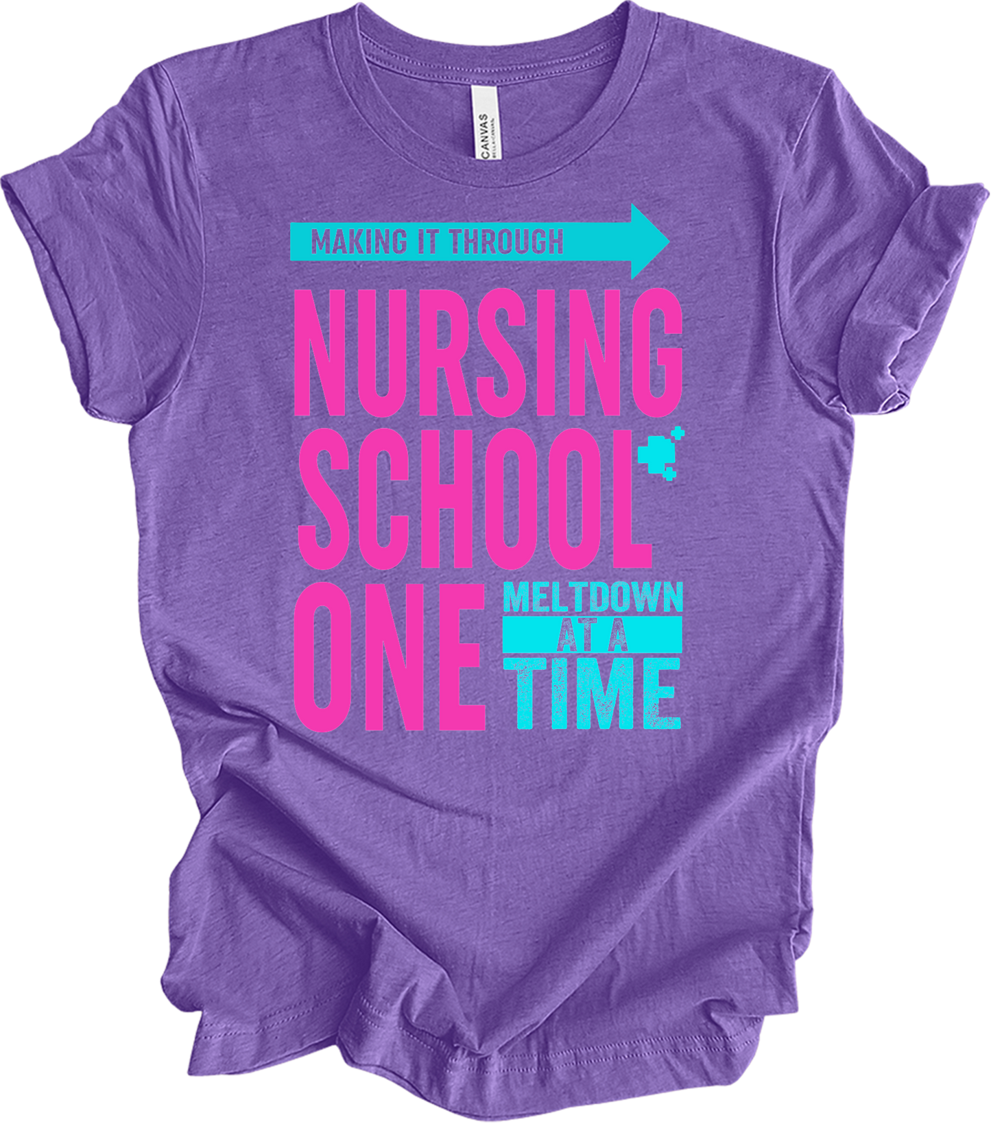 Nurse : One Meltdown at a Time T-Shirt in Heather Team Purple