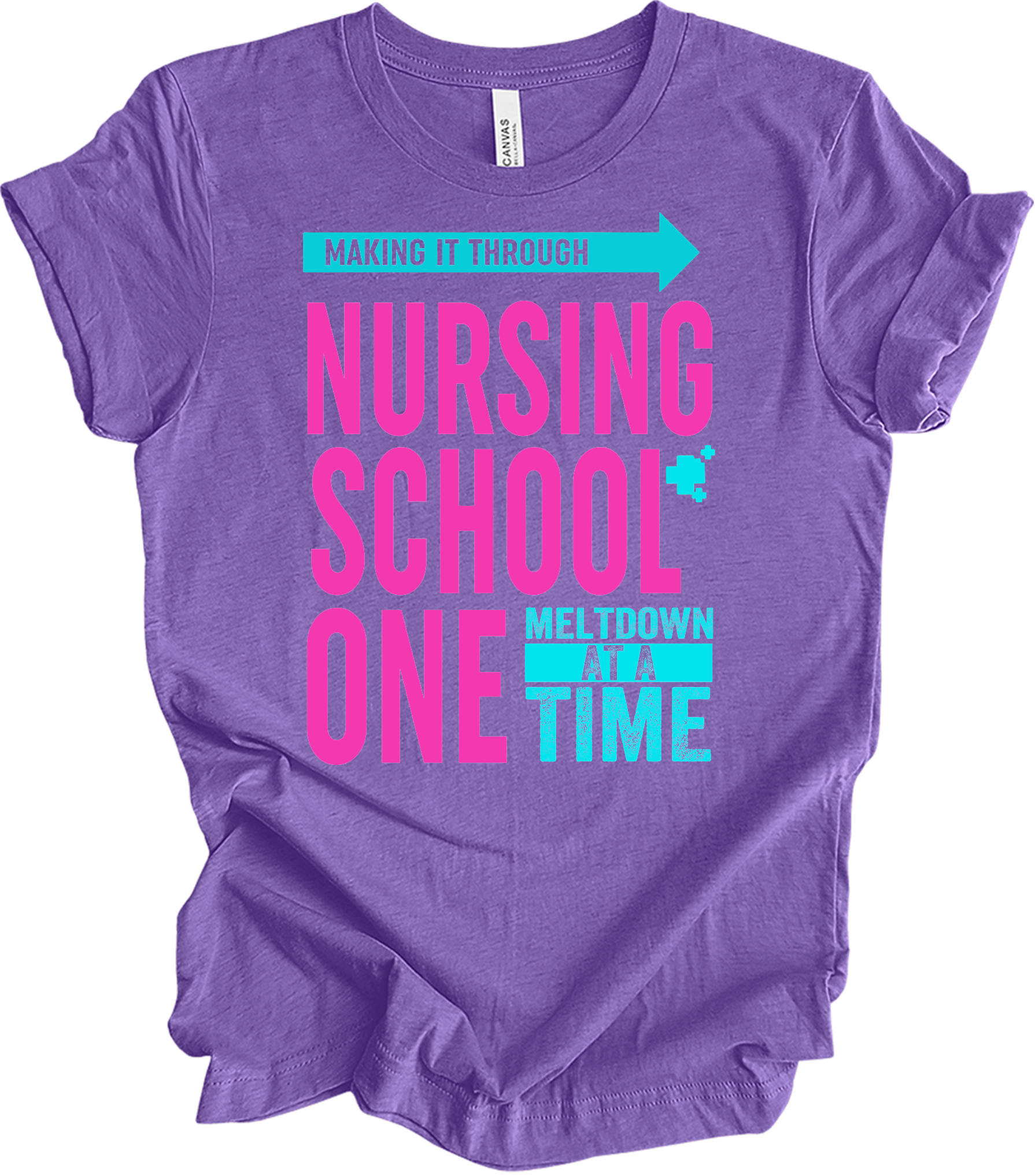 Nurse : One Meltdown at a Time T-Shirt in Heather Team Purple