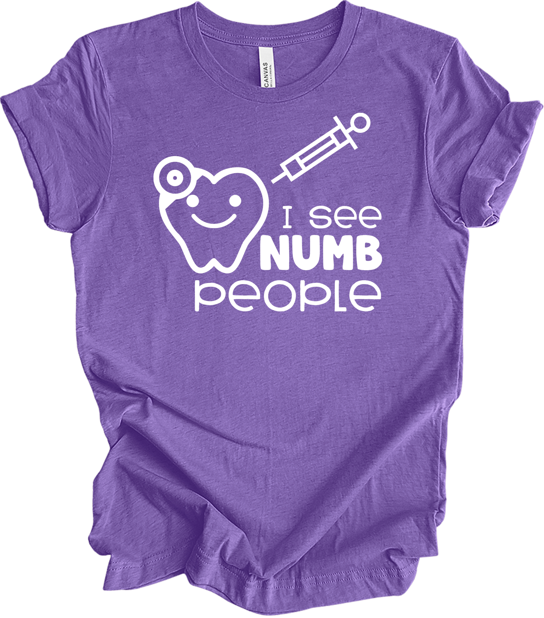 I See Numb People - Funny Dental Hygiene T-Shirt in Heather Team Purple