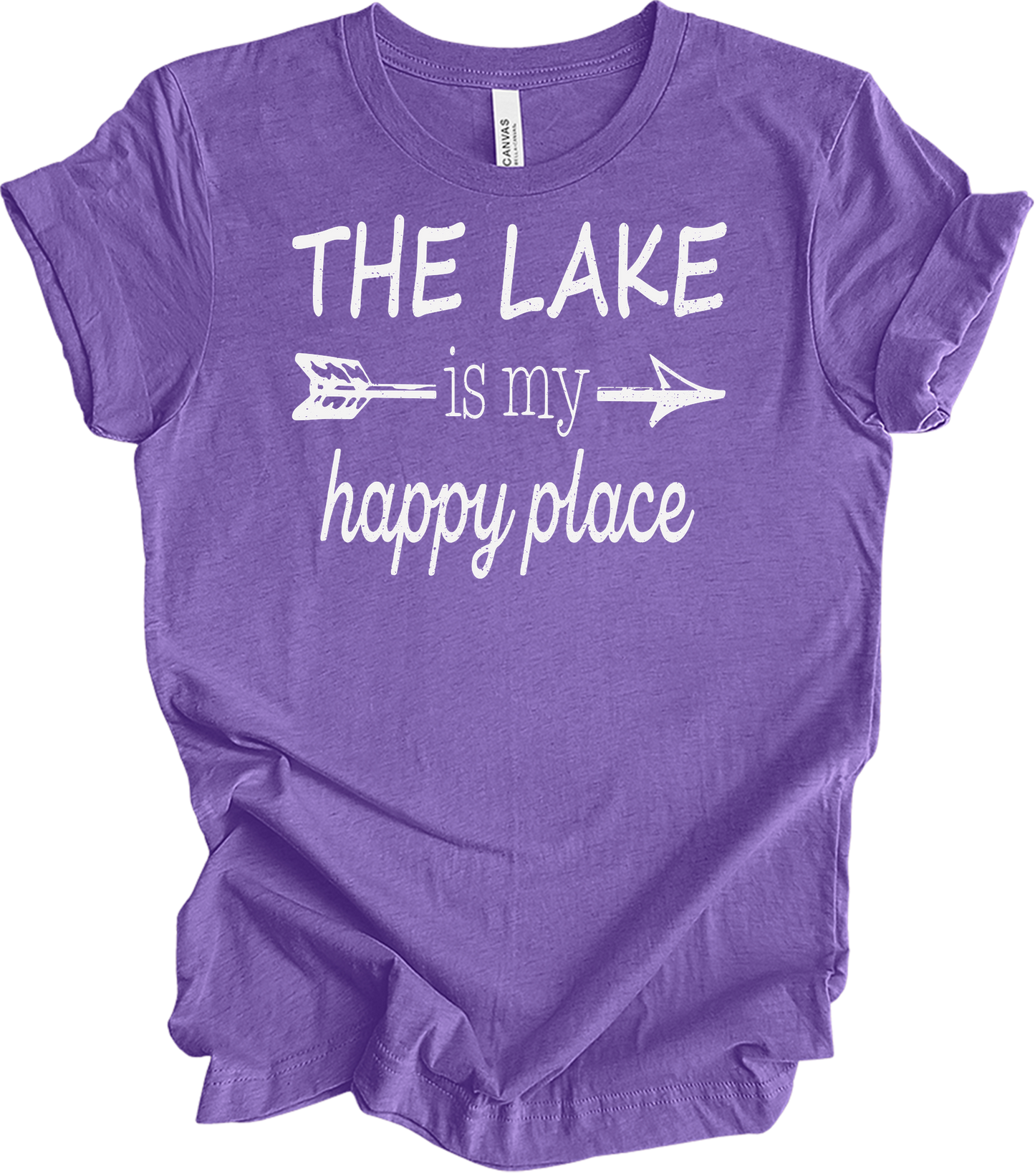 The Lake Is My Happy Place T-Shirt in Heather Team Purple