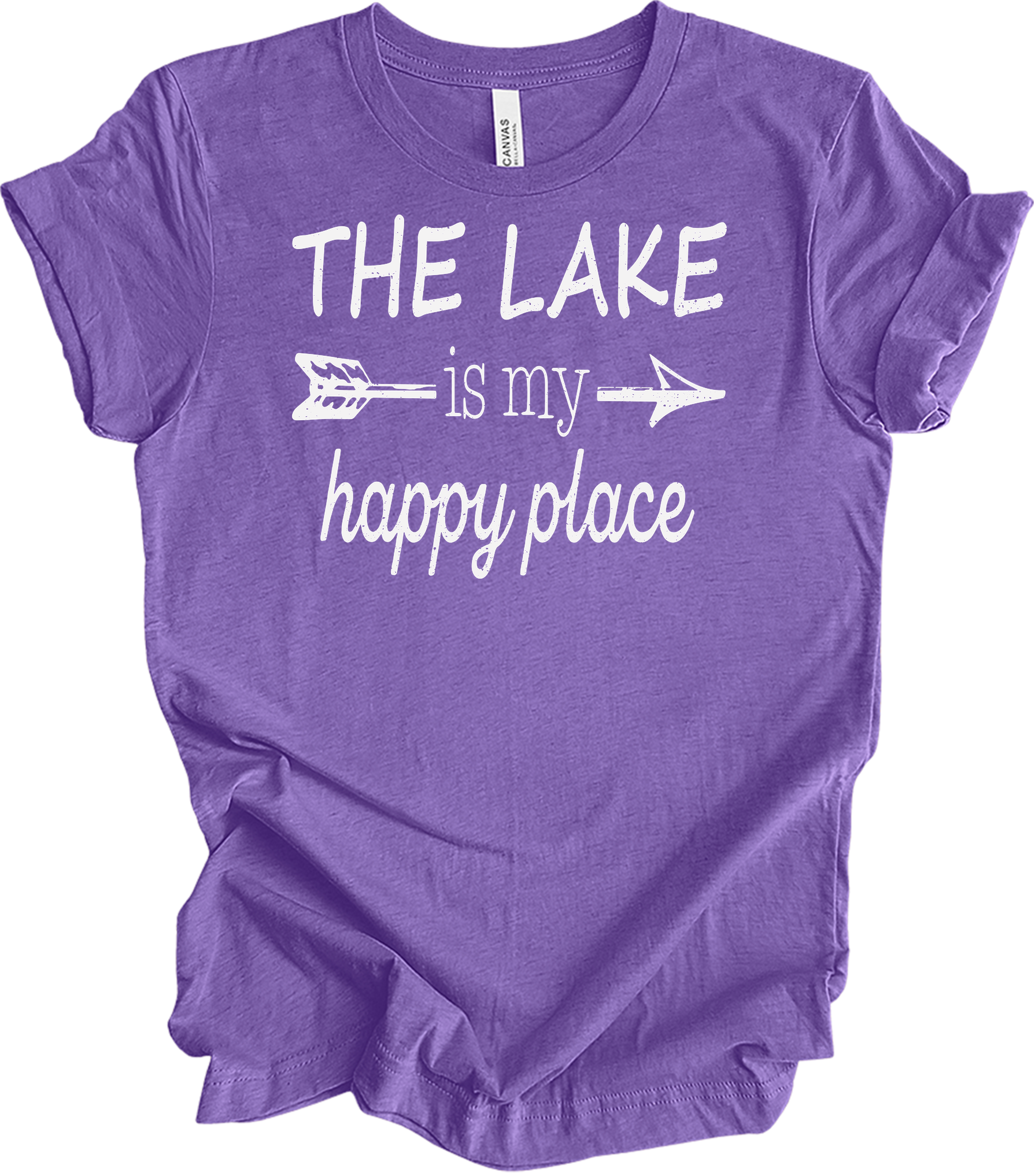The Lake Is My Happy Place T-Shirt in Heather Team Purple