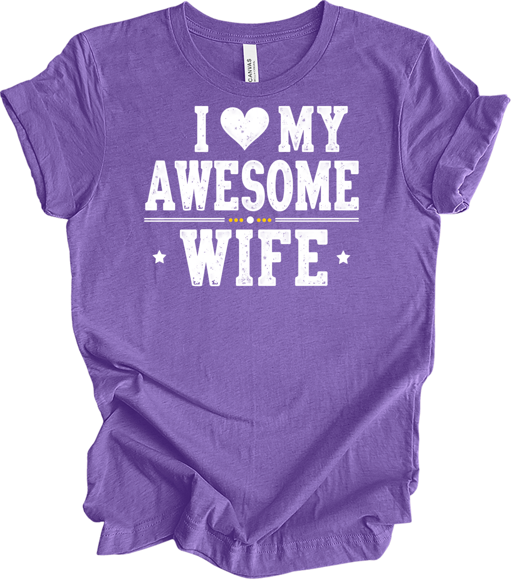 I Love My Awesome Wife T-Shirt in Heather Team Purple