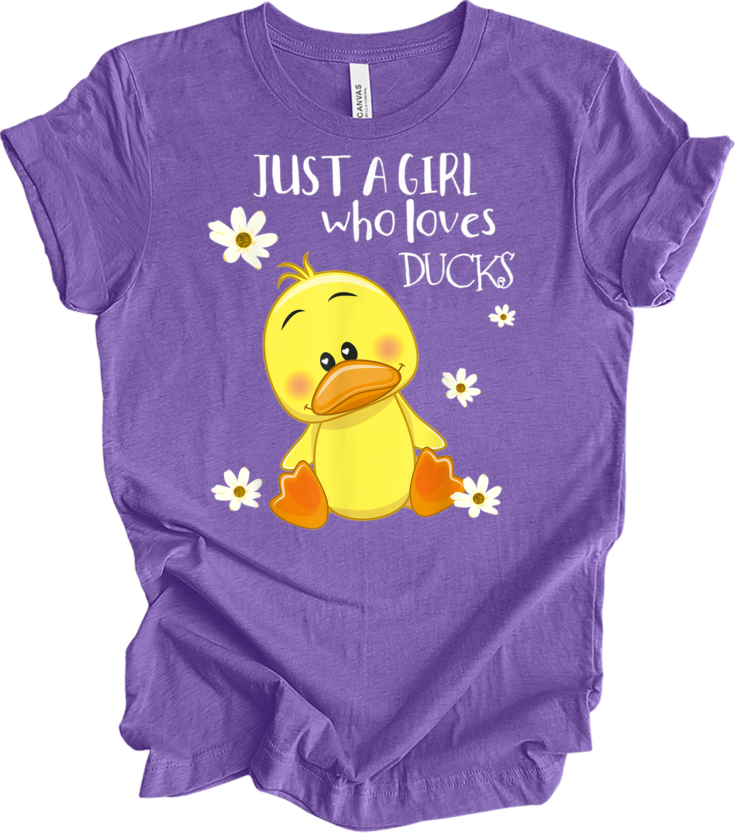 Just a Girl Who Loves Ducks - Cute Duck Lover T-Shirt in Heather Team Purple