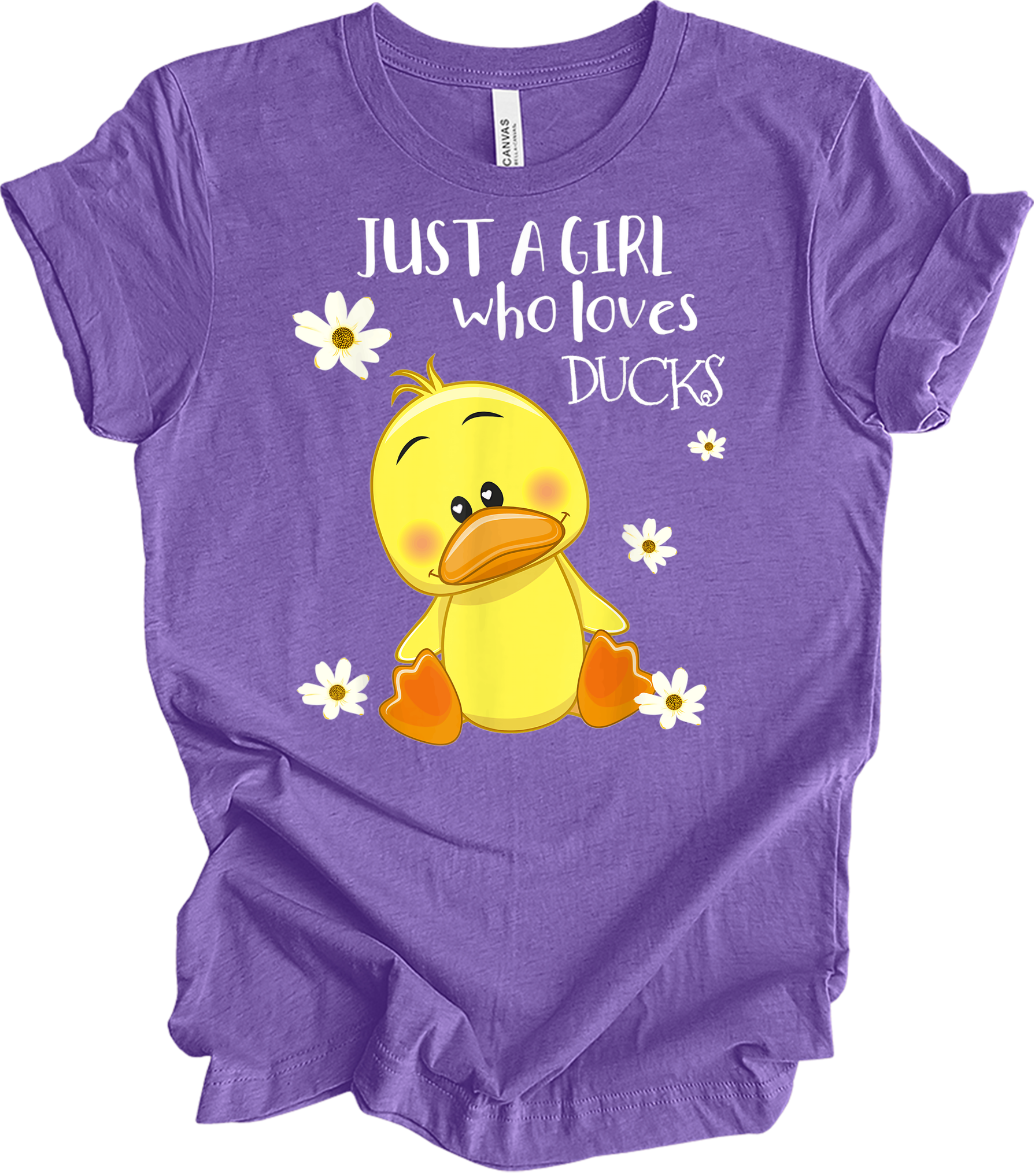 Just a Girl Who Loves Ducks - Cute Duck Lover T-Shirt in Heather Team Purple
