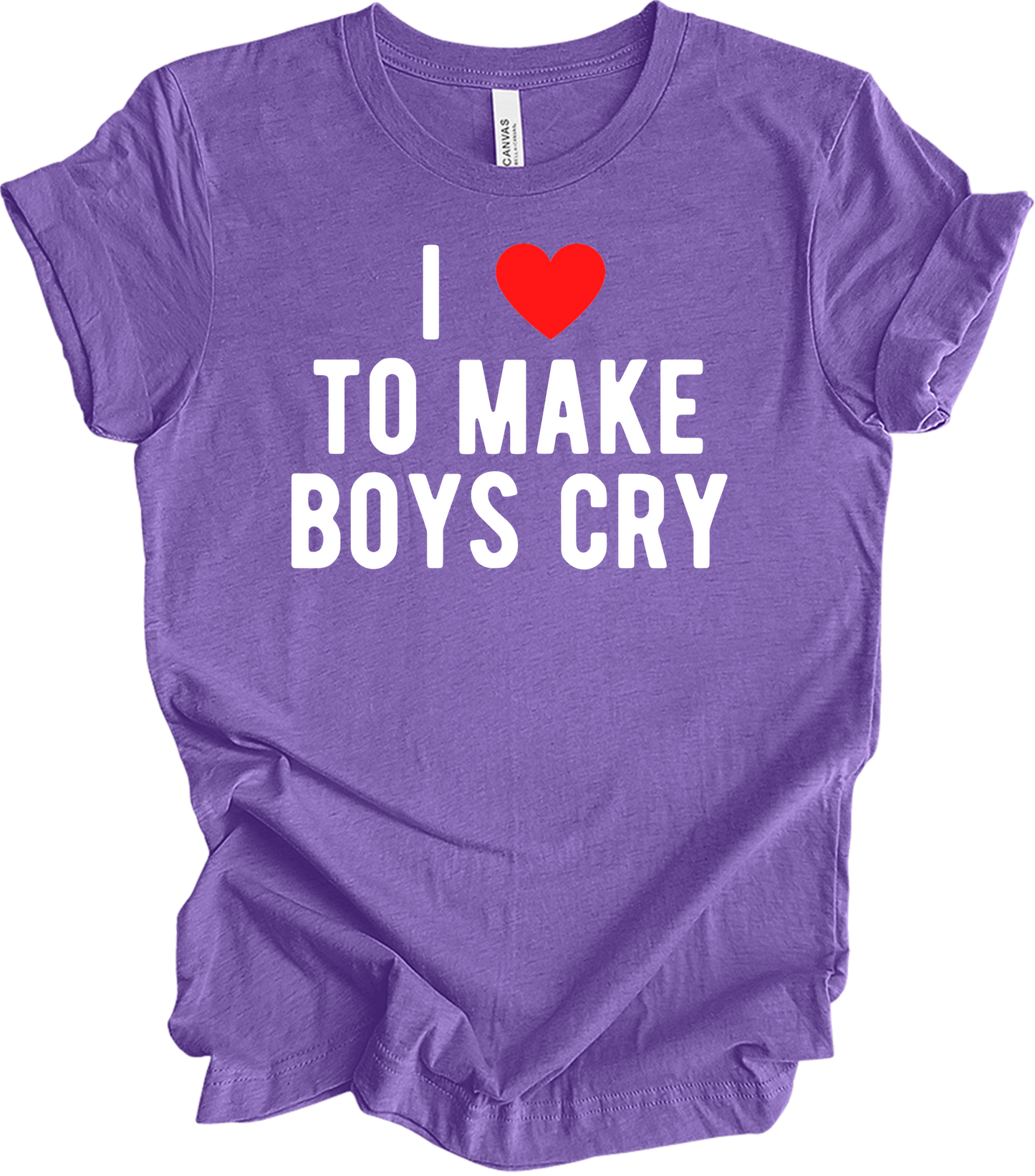 I ❤️ To Make Boys Cry T-Shirt in Heather Team Purple
