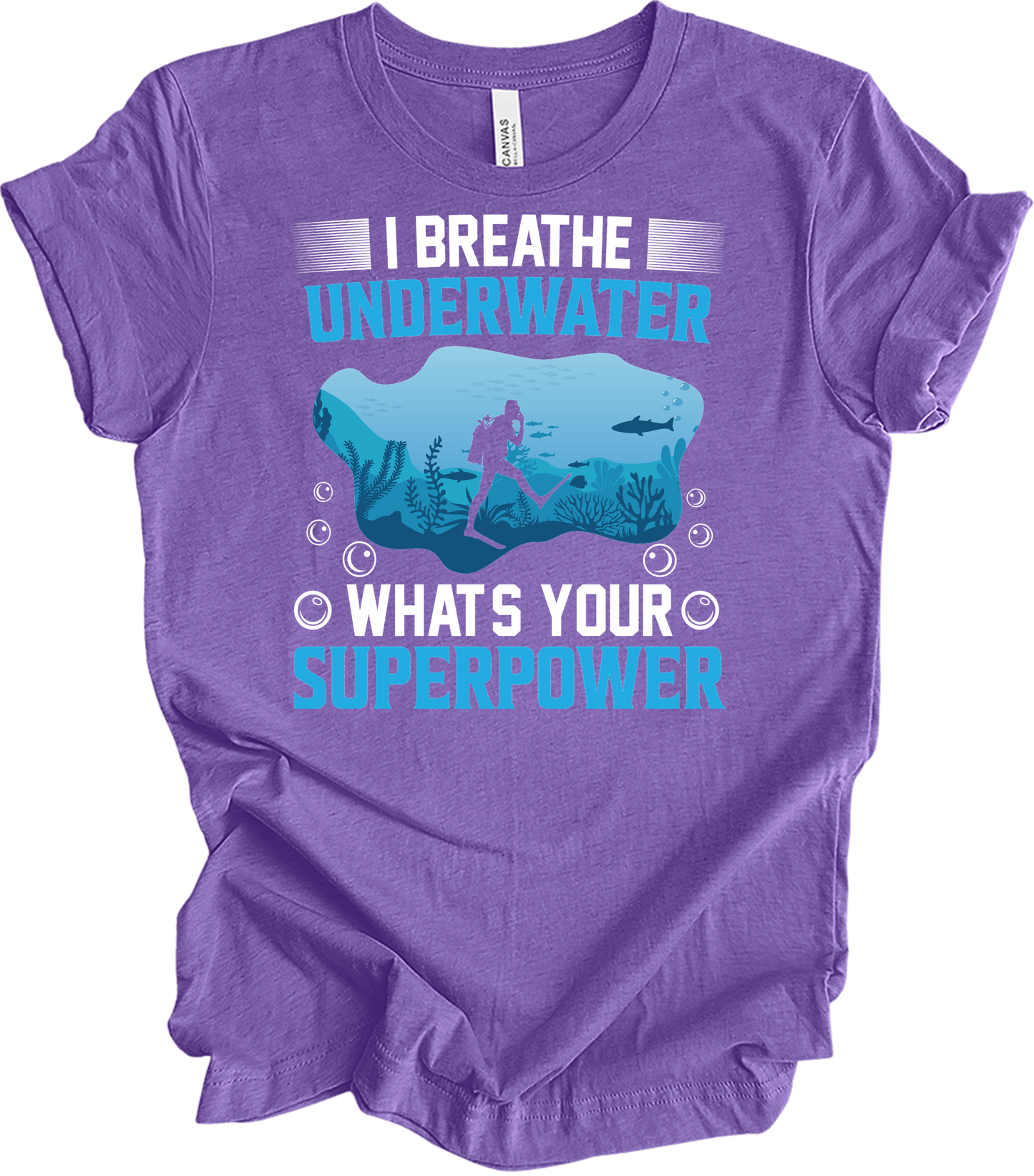 I Breathe Underwater T-Shirt in Heather Team Purple