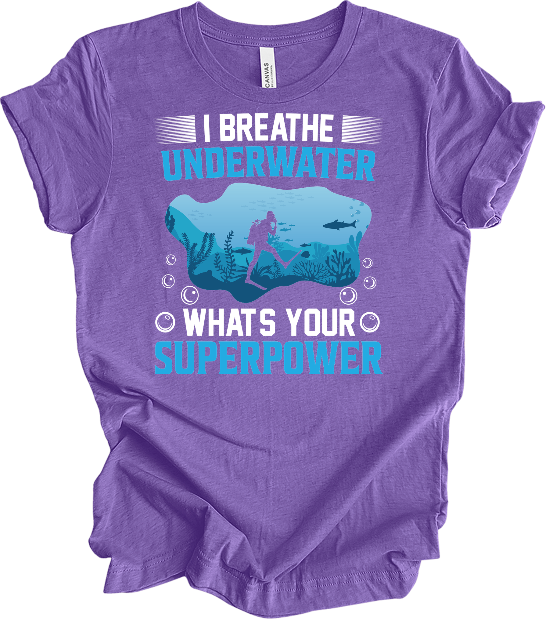 I Breathe Underwater T-Shirt in Heather Team Purple