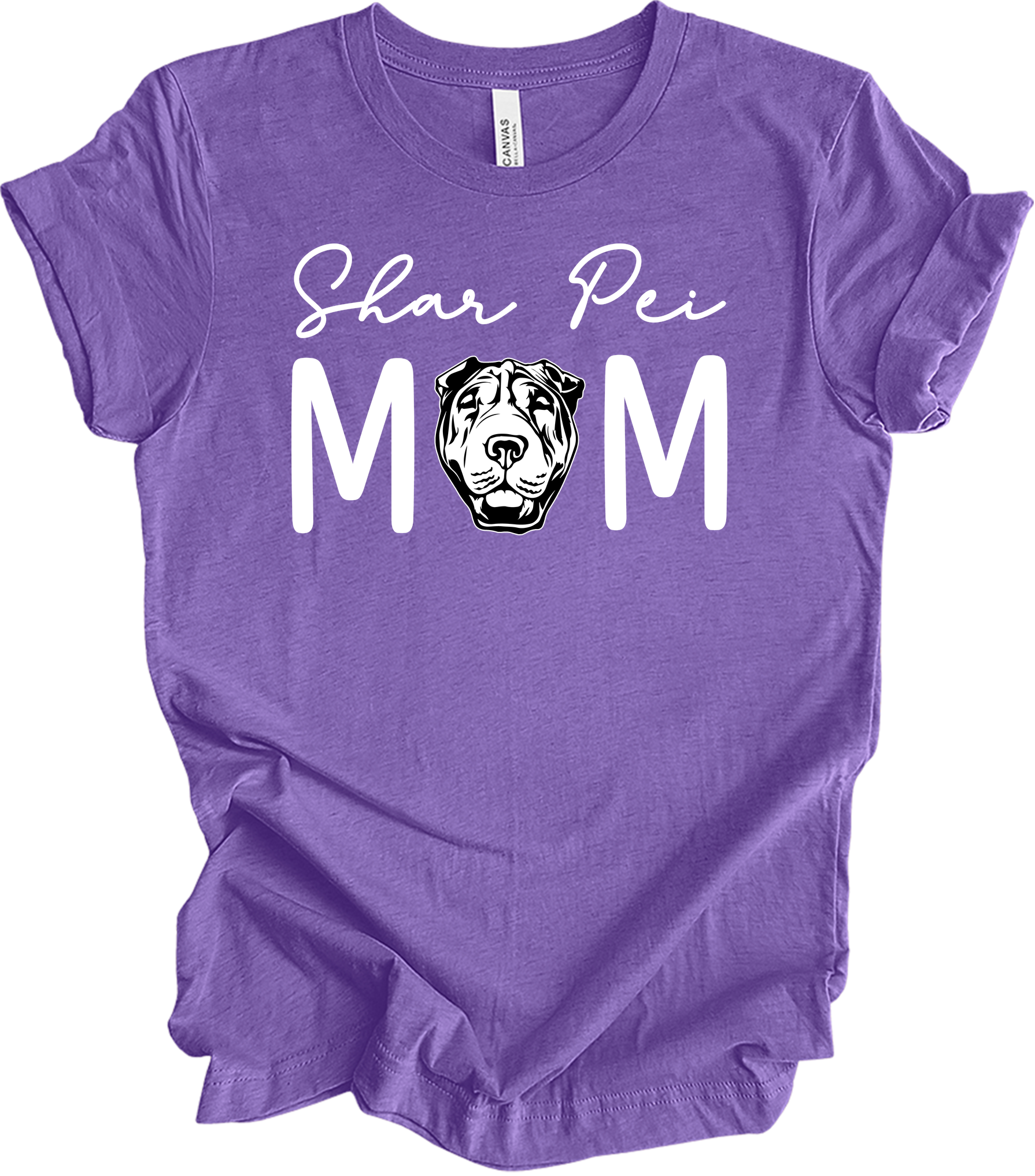 Shar Pei Mom Gift T-Shirt in Heather Team Purple
