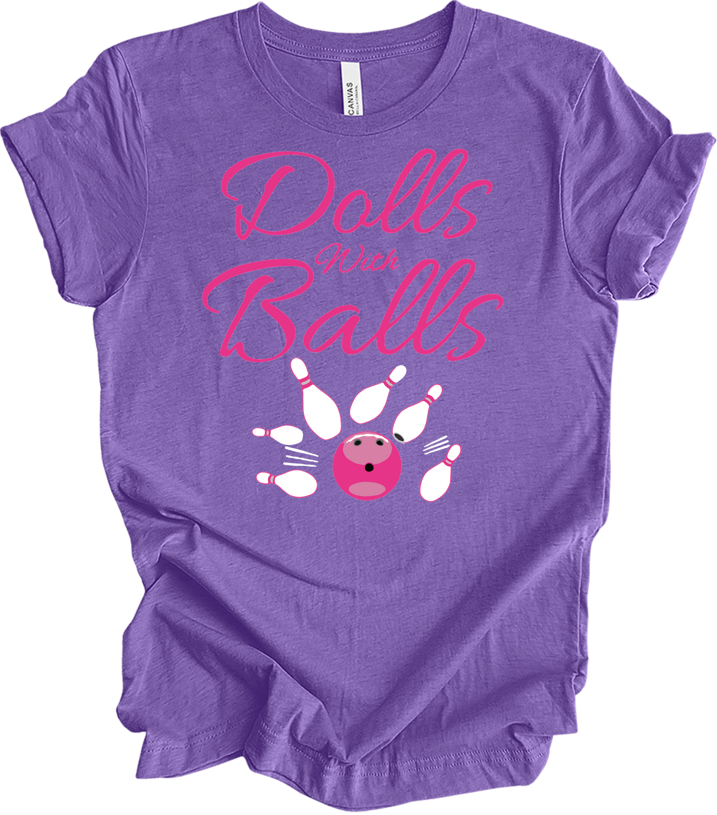 Dolls With Balls Bowling T-Shirt in Heather Team Purple