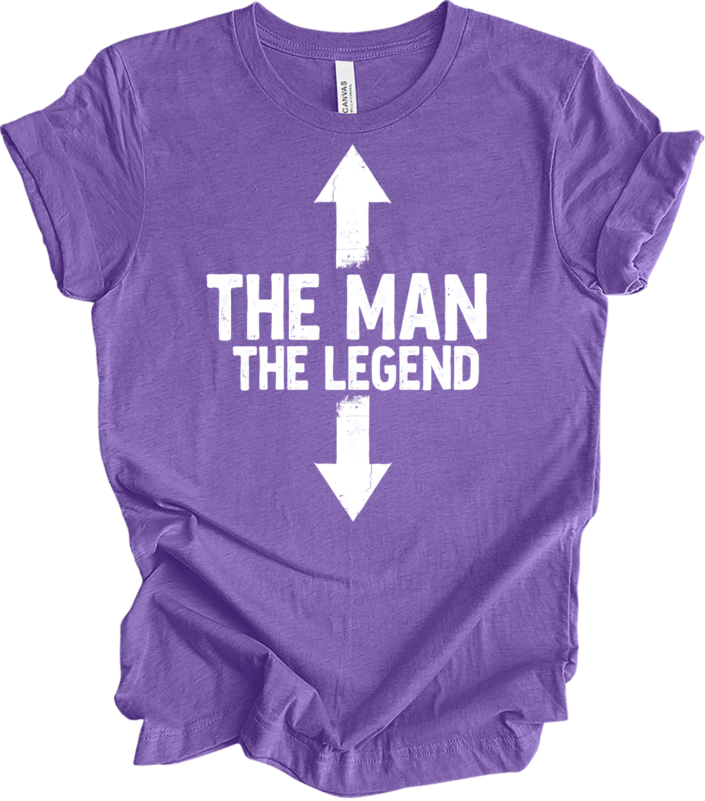 'The Man The Legend' Funny Men's T-Shirt in Heather Team Purple