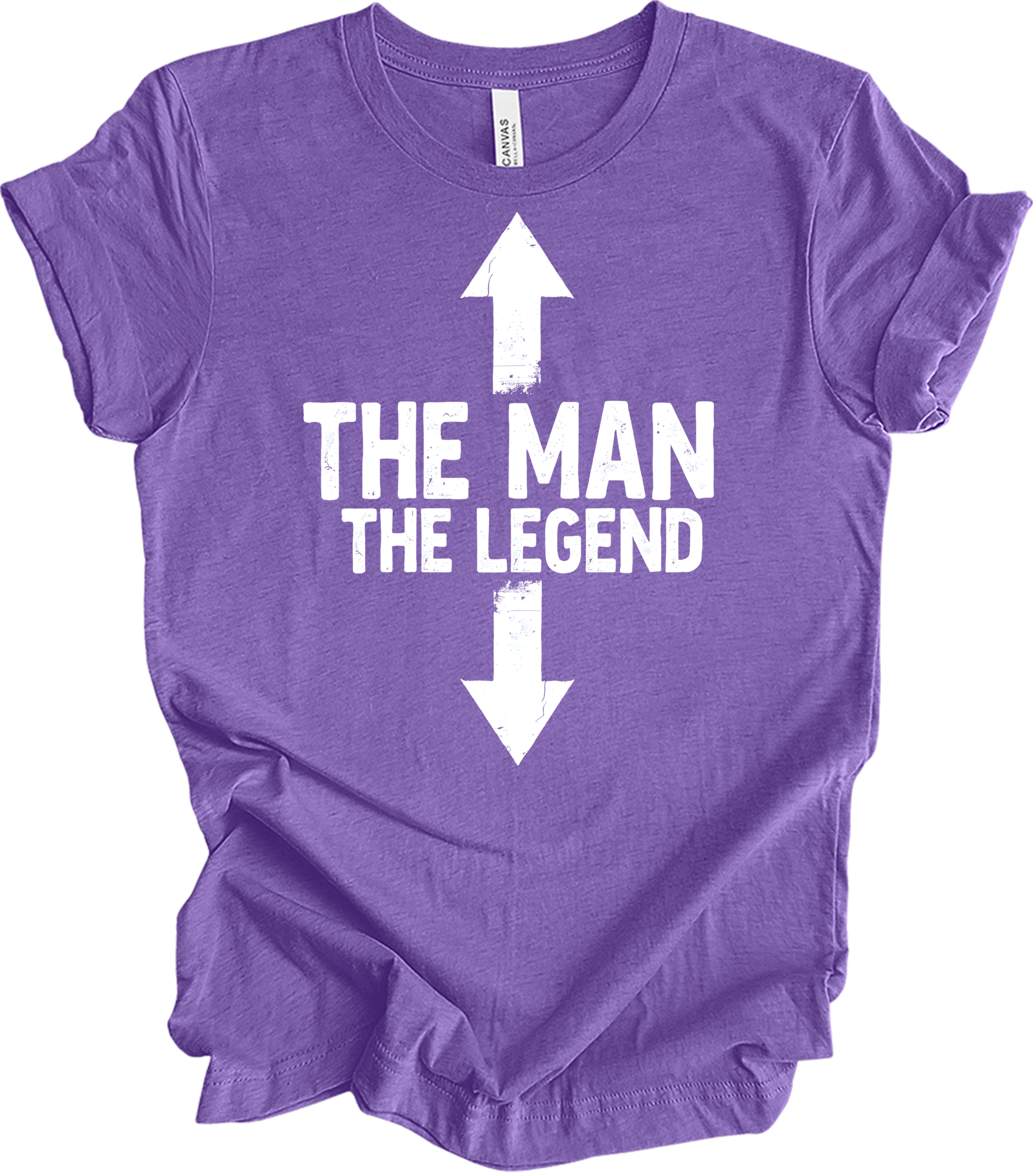'The Man The Legend' Funny Men's T-Shirt in Heather Team Purple