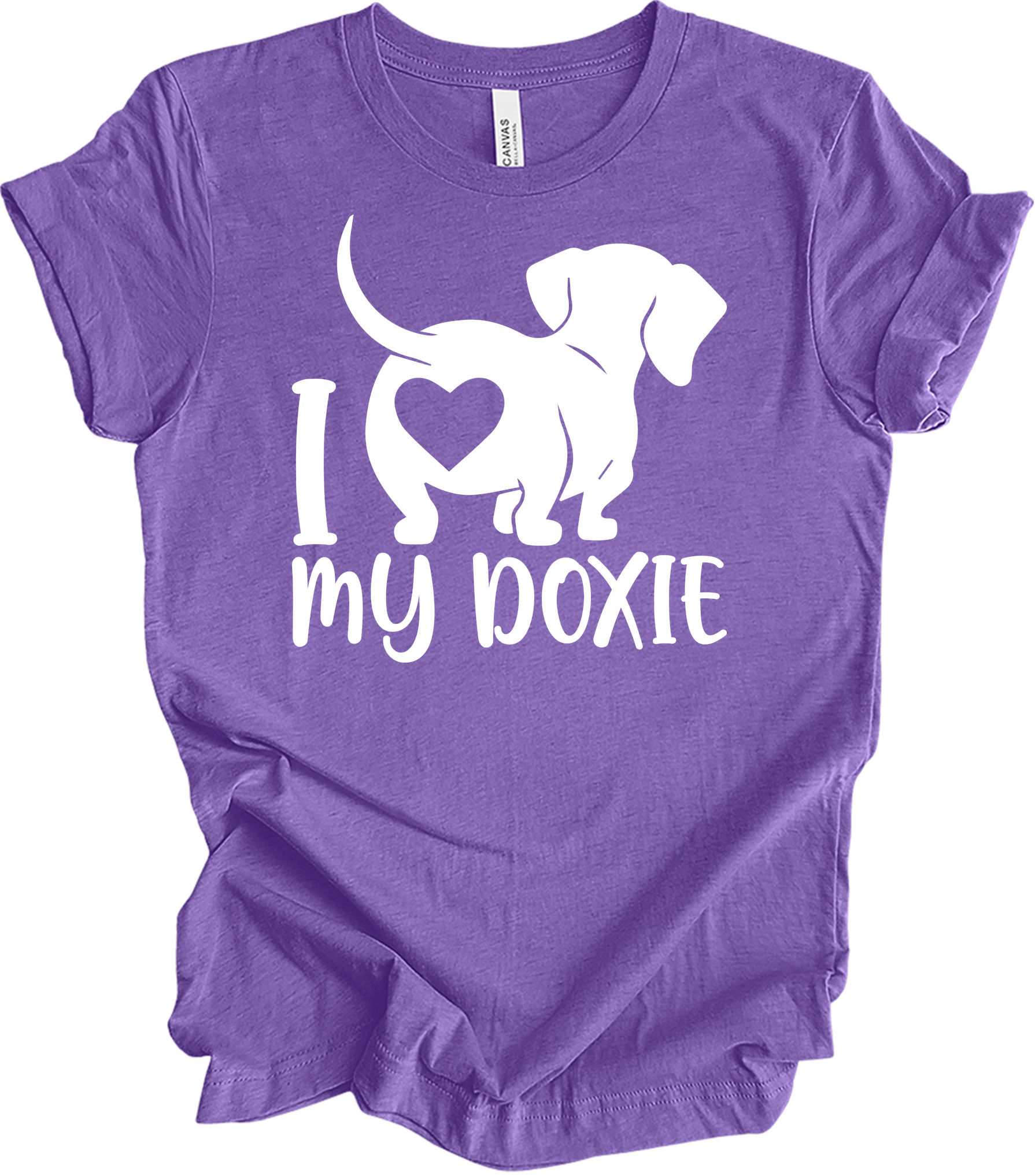 I Love My Doxie Mom T-Shirt in Heather Team Purple