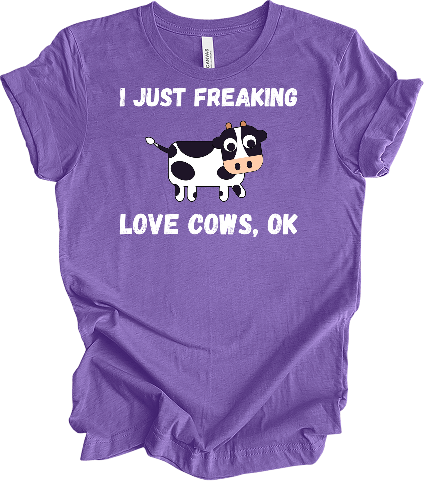 I Just Freaking Love Cows Ok T-Shirt in Heather Team Purple