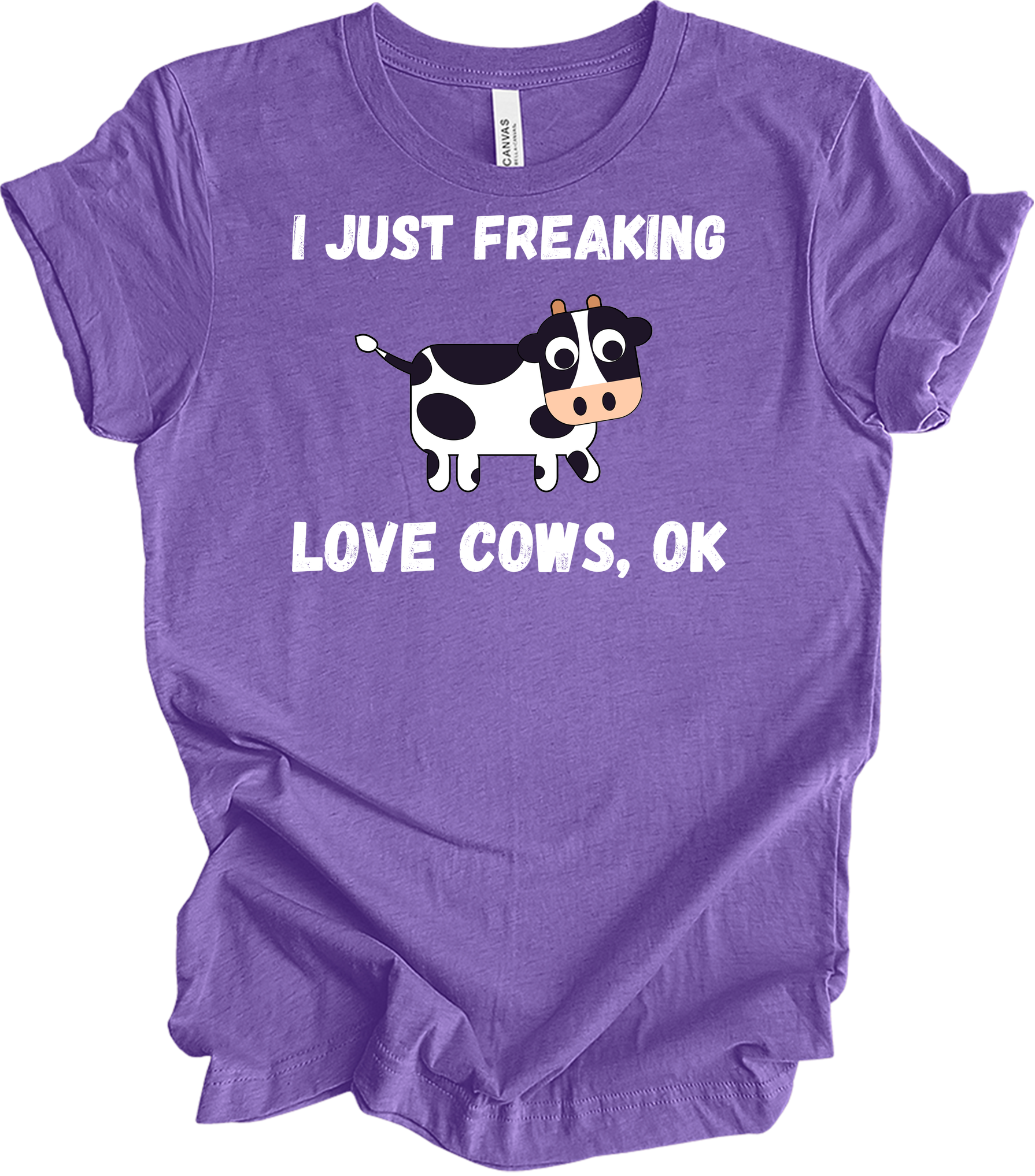 I Just Freaking Love Cows Ok T-Shirt in Heather Team Purple