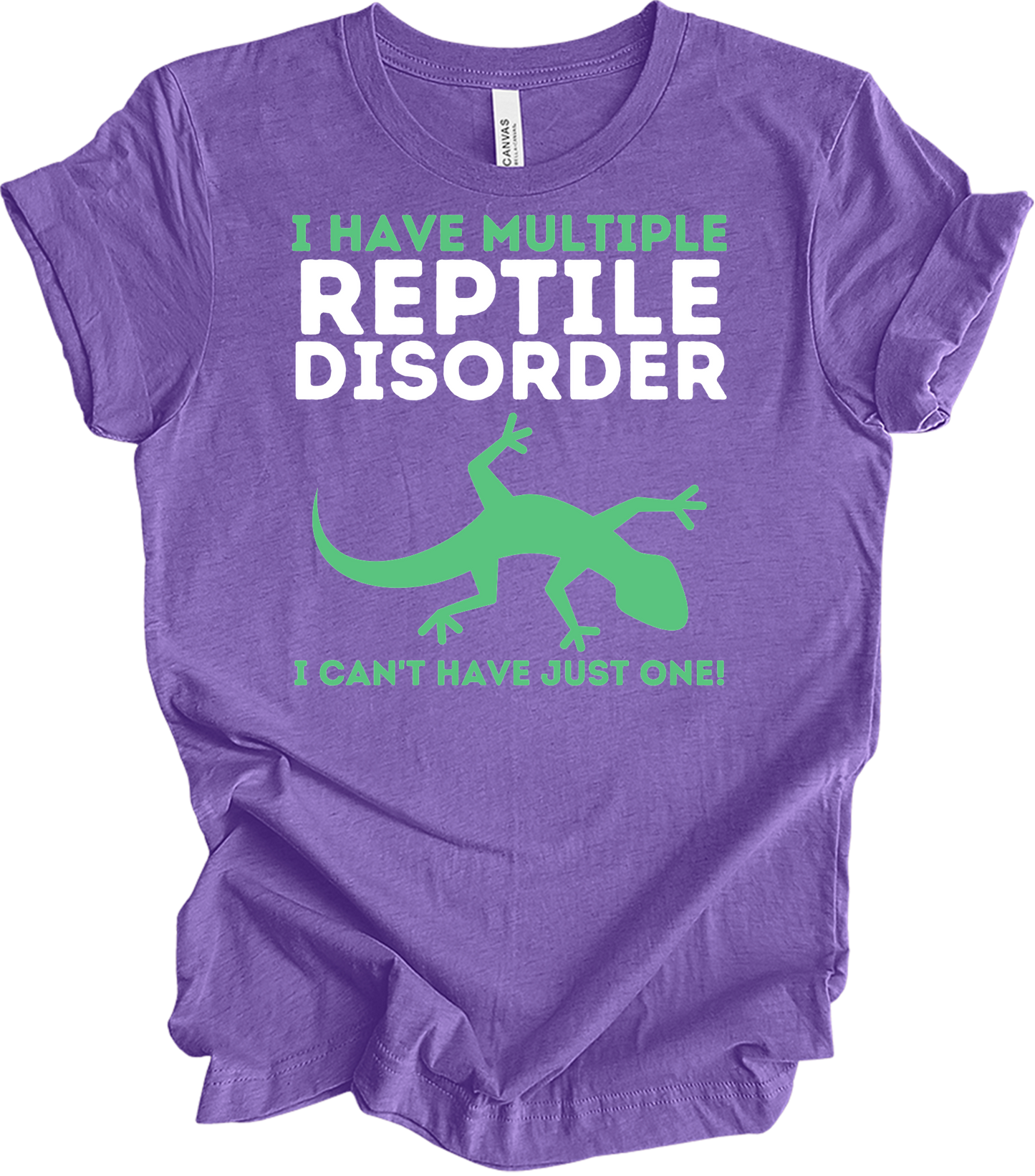 Reptile Lover - Funny Multiple Reptile Disorder Lizard T-Shirt in Heather Team Purple