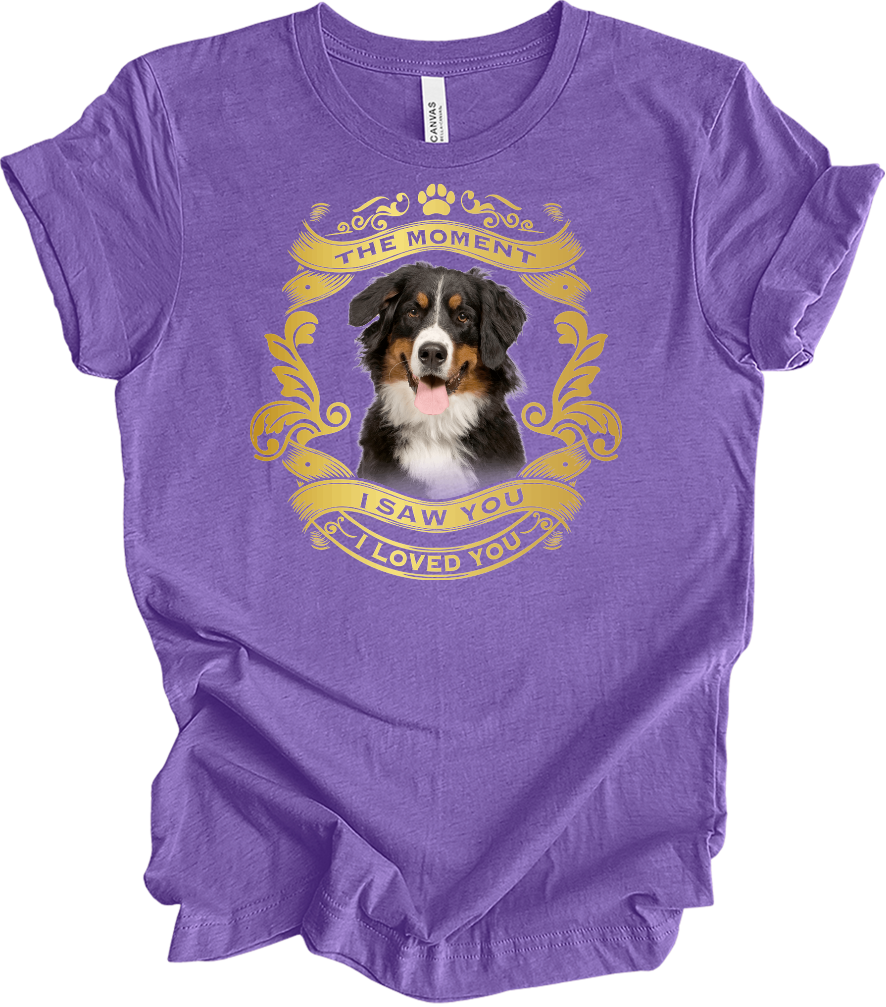 Bernese Mountain Dog Love T-Shirt in Heather Team Purple