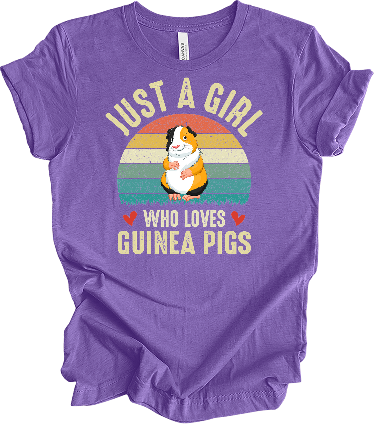 Just a Girl Who Loves Guinea Pigs - Cute Retro Pet Gift T-Shirt in Heather Team Purple