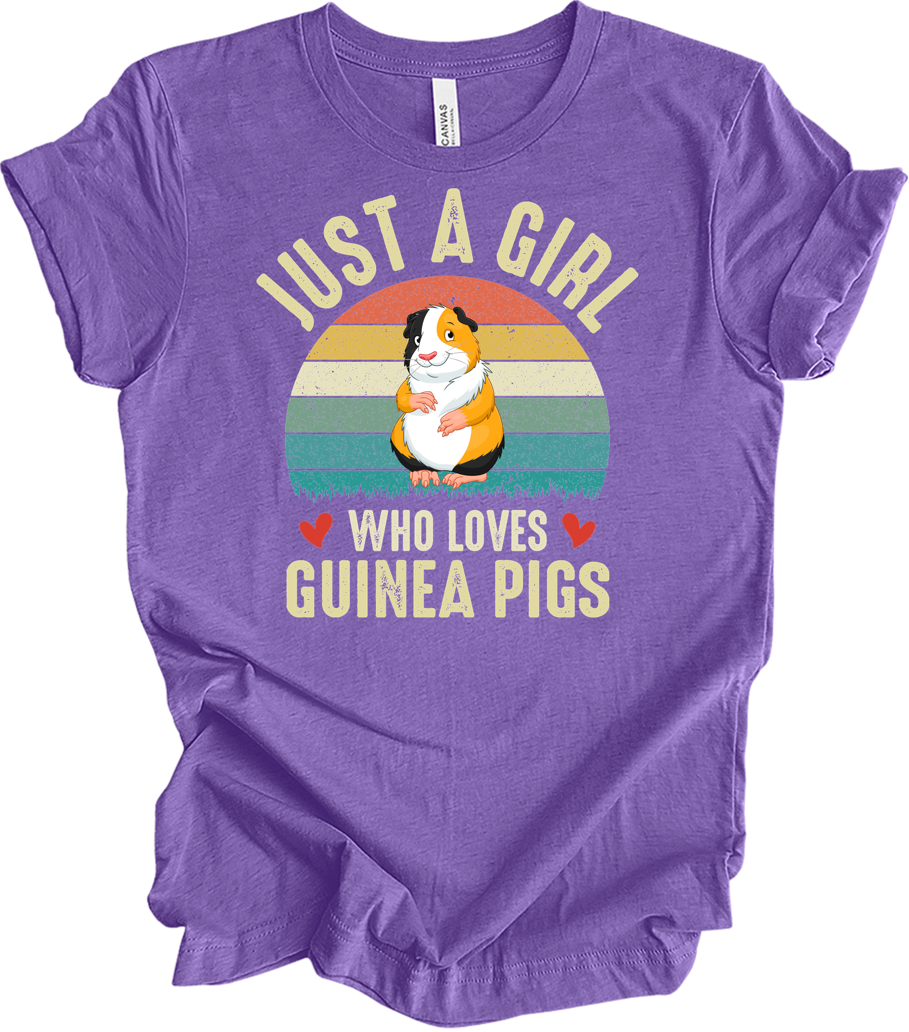 Just a Girl Who Loves Guinea Pigs - Cute Retro Pet Gift T-Shirt in Heather Team Purple