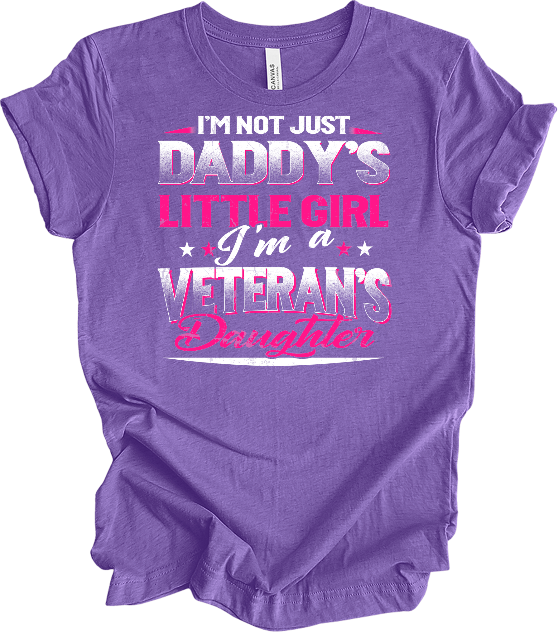 Veteran's Daughter Daddy's Little Girl T-Shirt in Heather Team Purple
