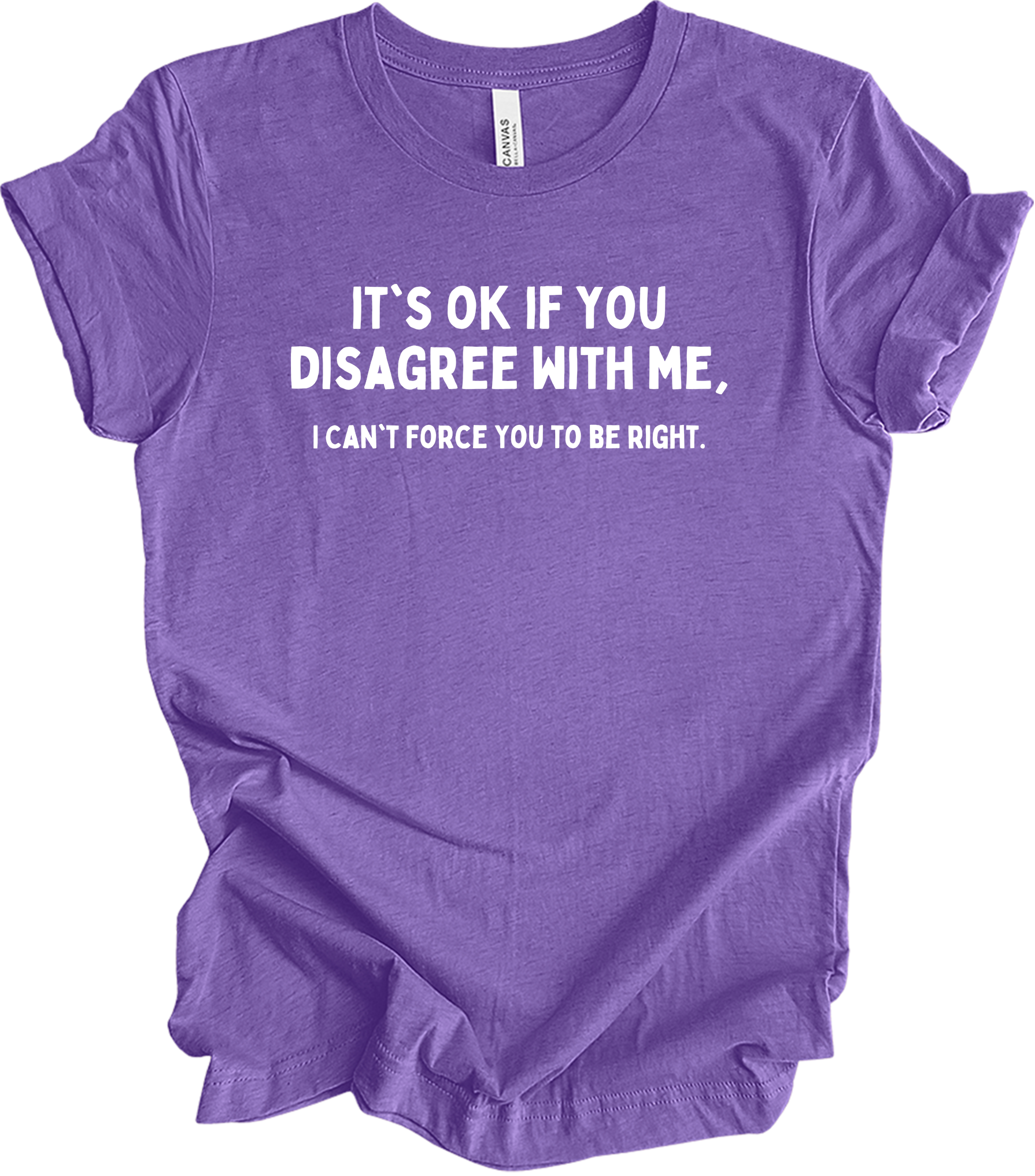 Disagree with Me Funny T-Shirt in Heather Team Purple