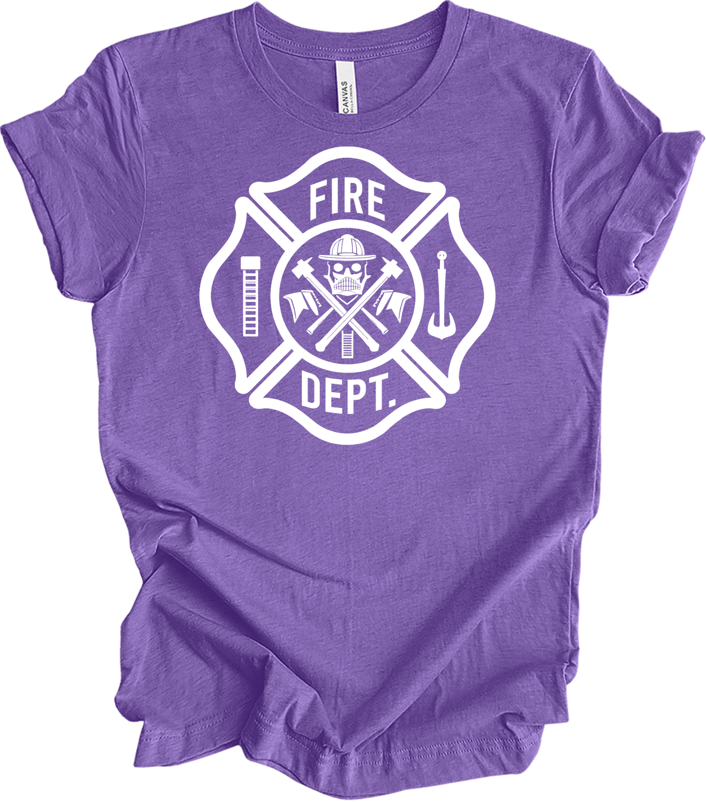 Fire Dept Skull & Axes T-Shirt in Heather Team Purple