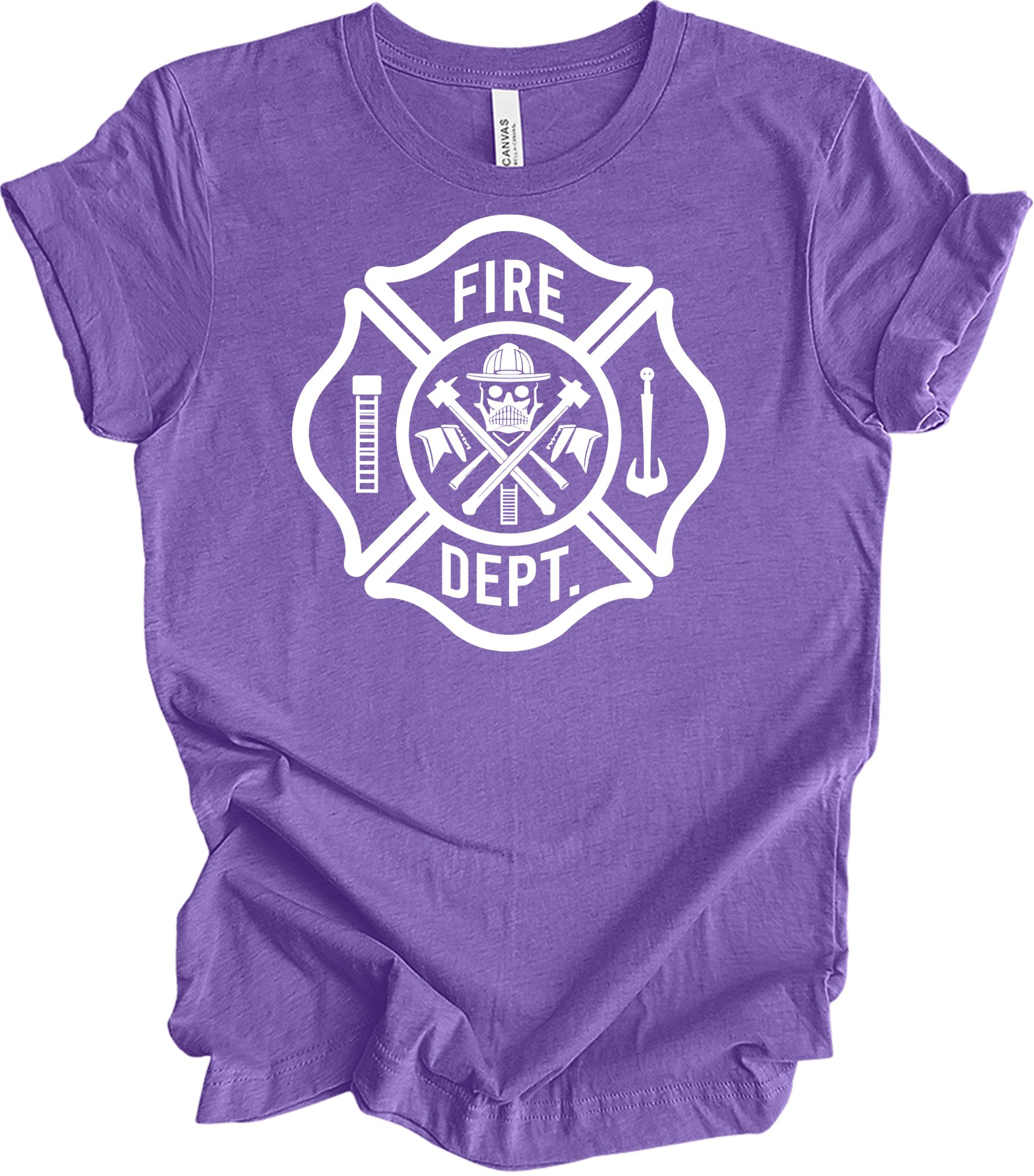 Fire Dept Skull & Axes T-Shirt in Heather Team Purple