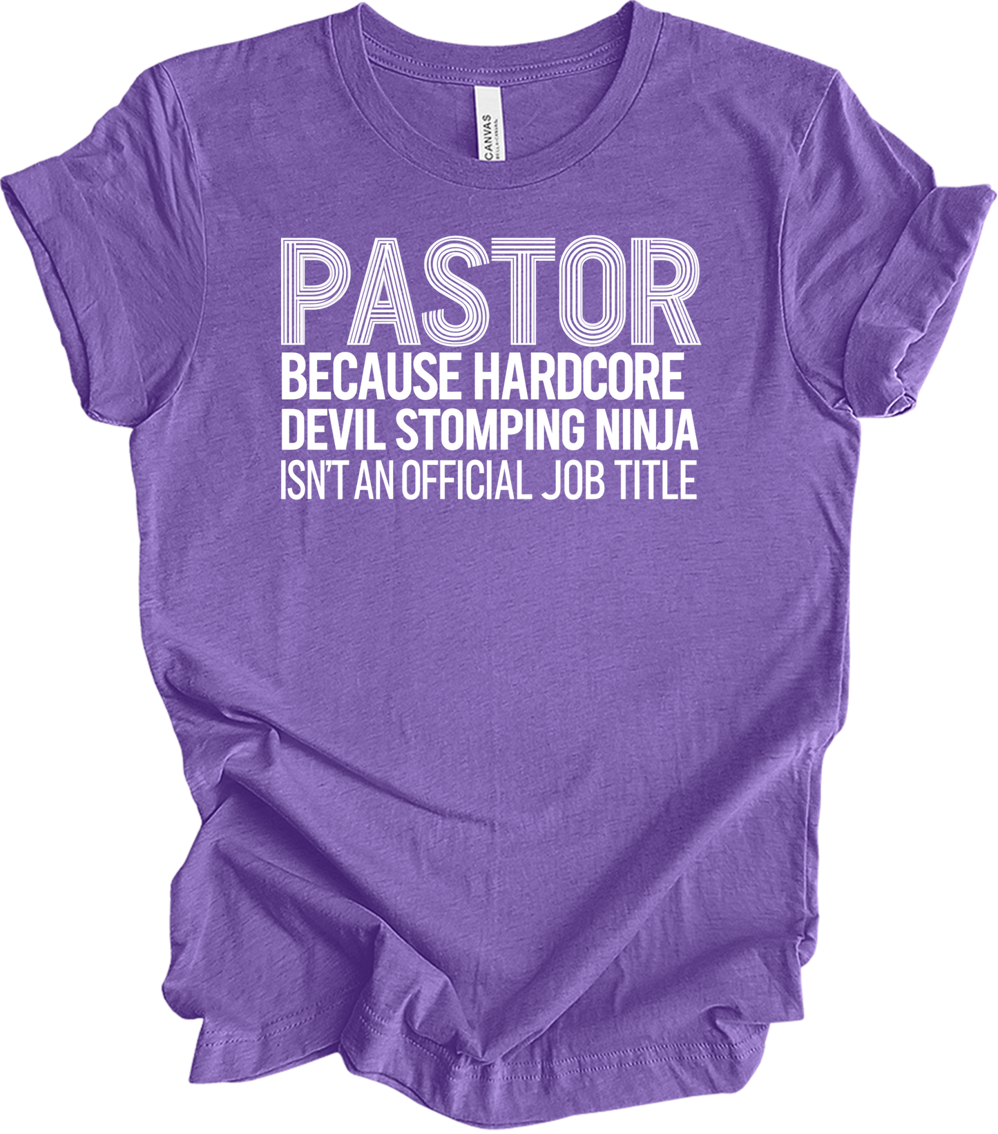 Pastor Devil Stomping Ninja T-Shirt in Heather Team Purple