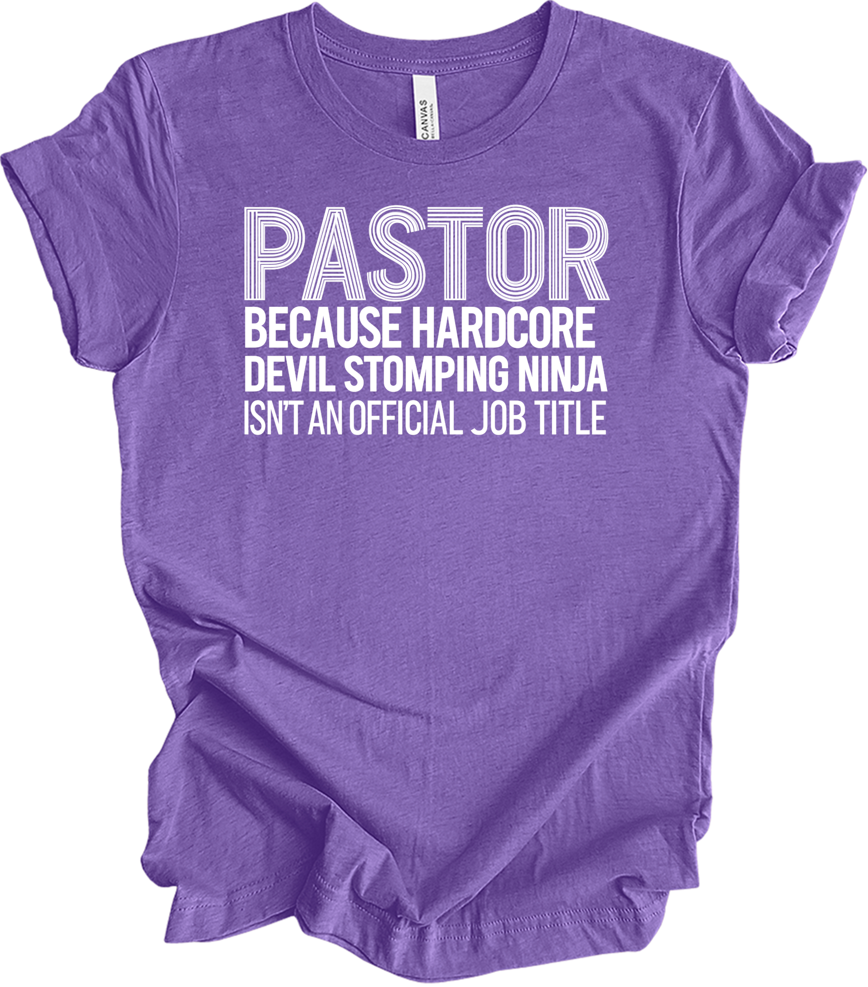 Pastor Devil Stomping Ninja T-Shirt in Heather Team Purple