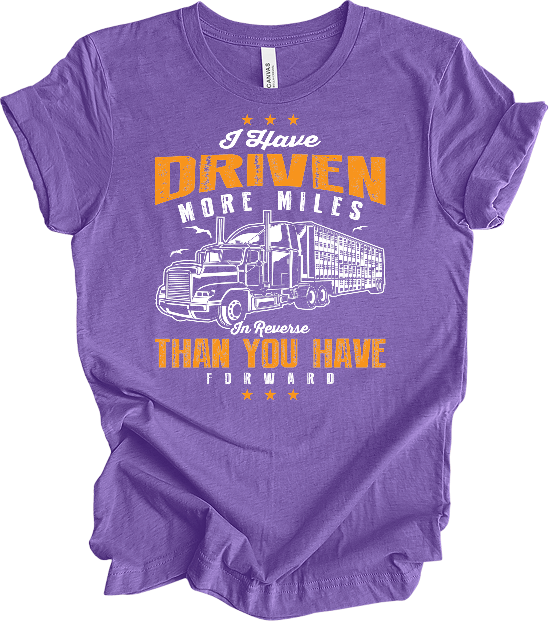 Truck Driver Reverse Miles T-Shirt in Heather Team Purple