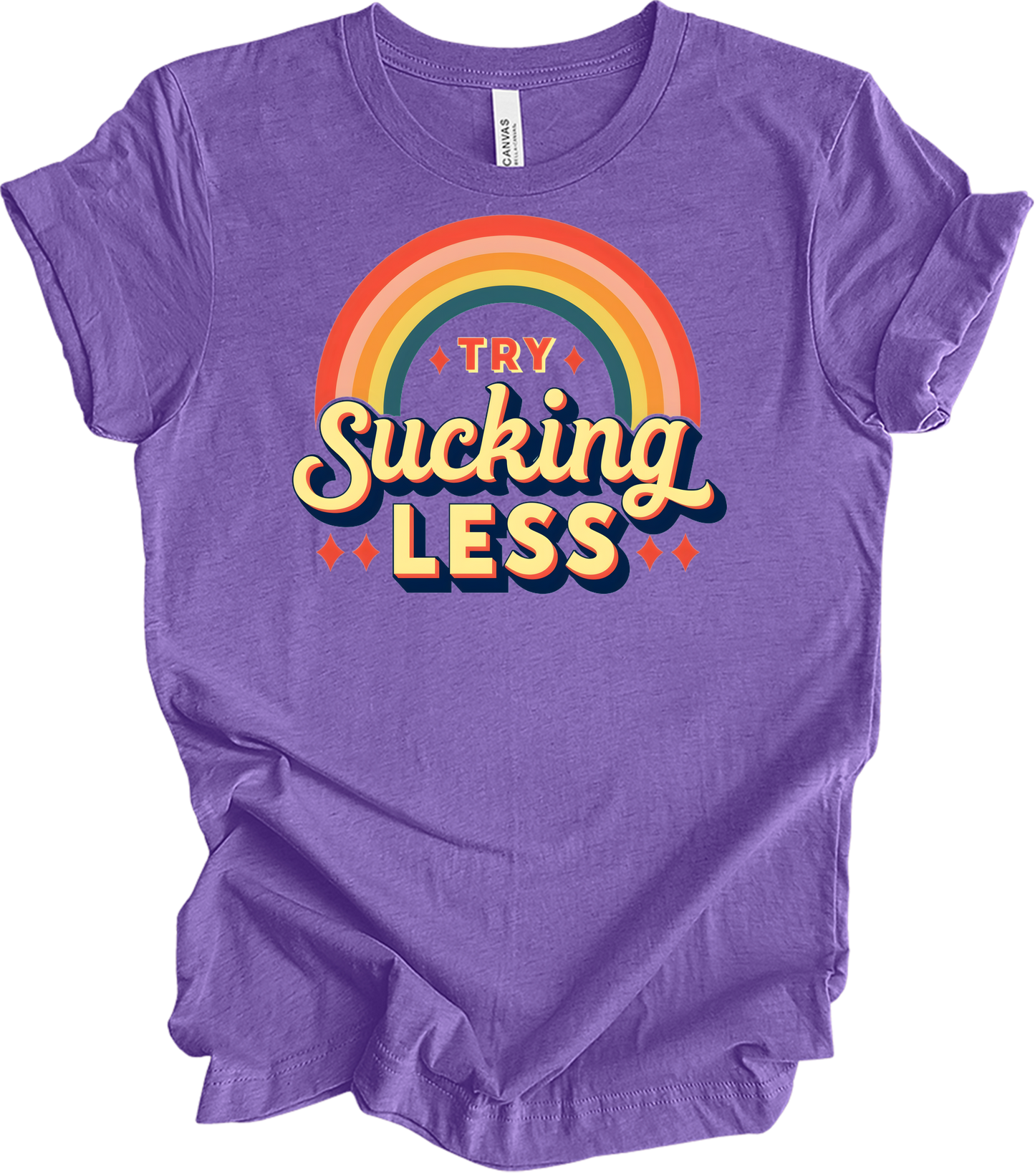 Try Sucking Less Retro T-Shirt in Heather Team Purple