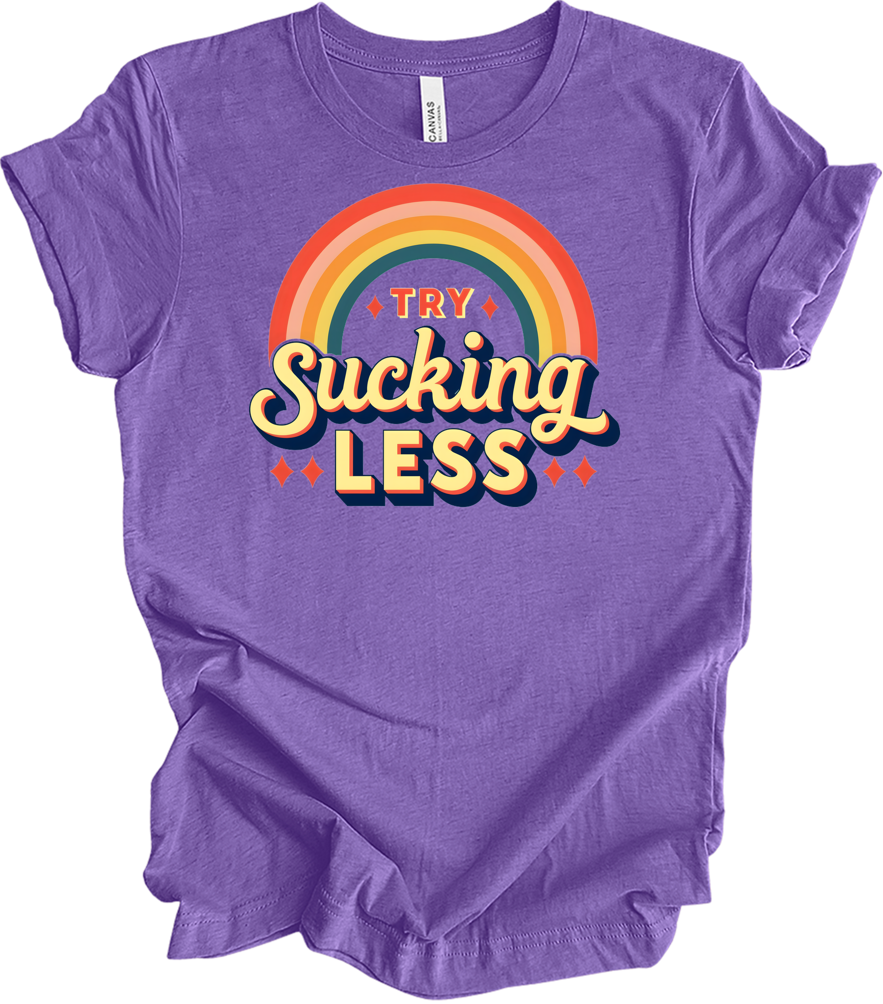 Try Sucking Less Retro T-Shirt in Heather Team Purple