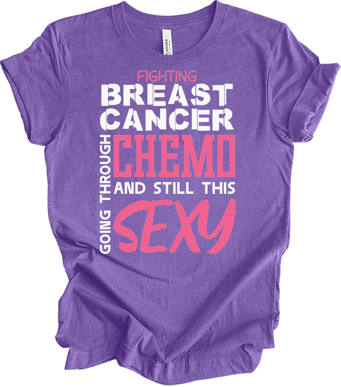 Breast Cancer Chemo Sexy T-Shirt in Heather Team Purple