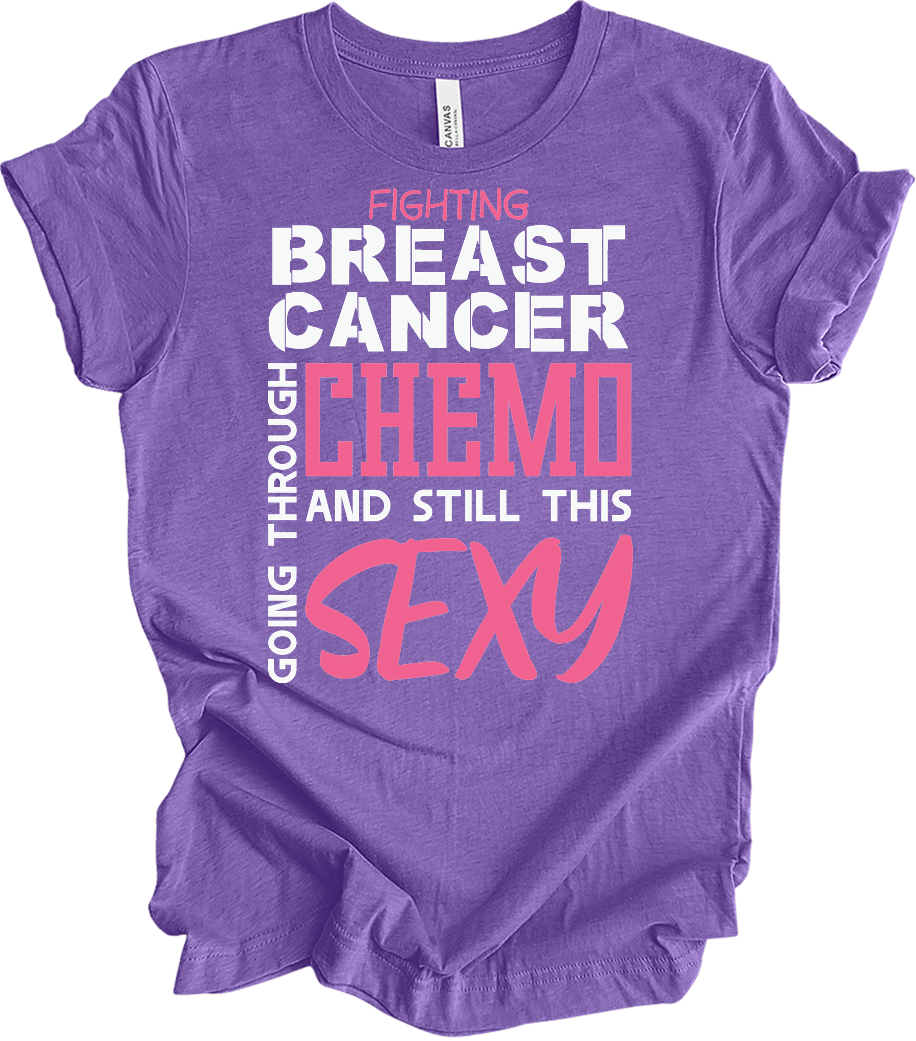 Breast Cancer Chemo Sexy T-Shirt in Heather Team Purple