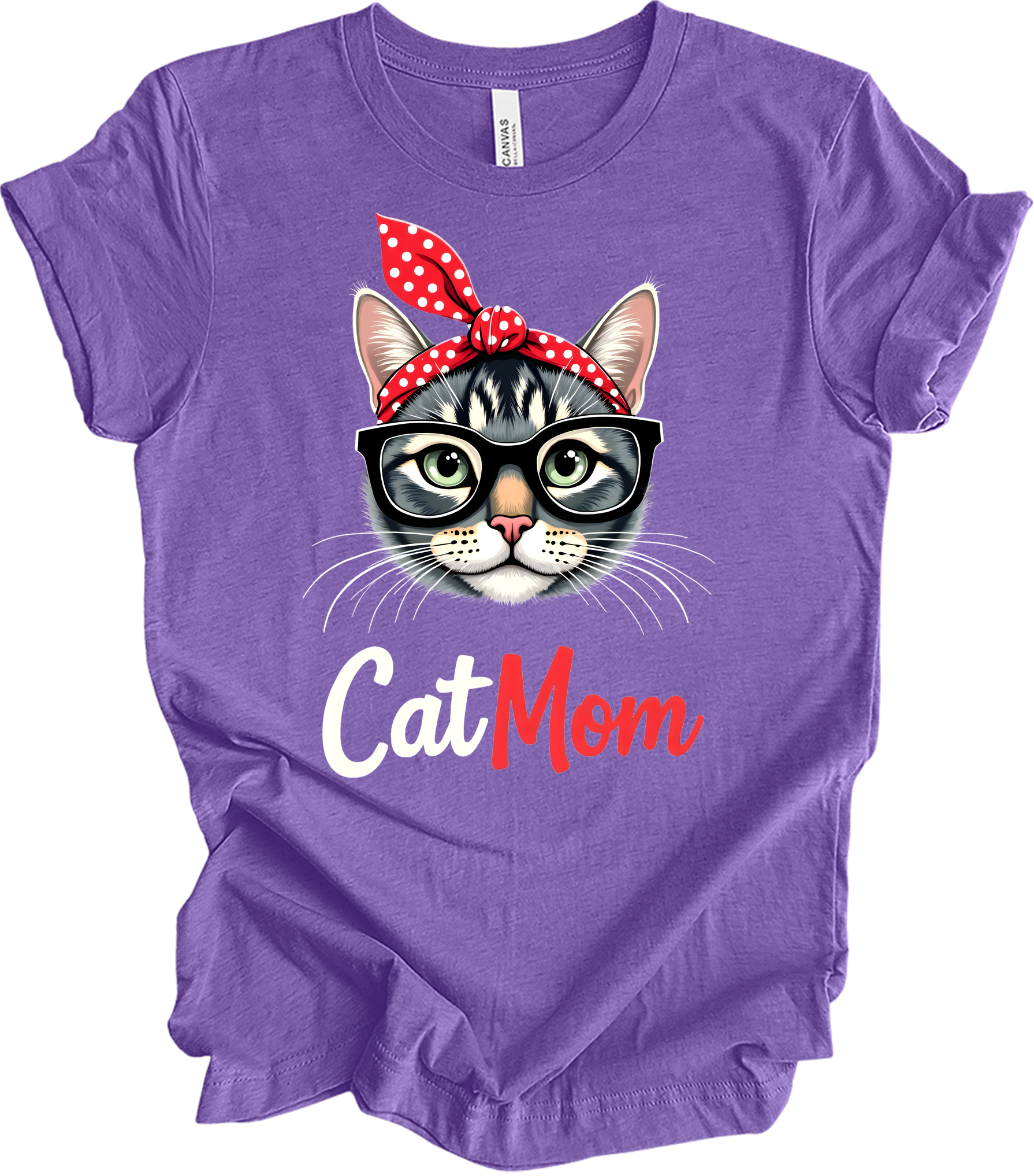 Cute Cat Mom - Fun & Stylish T-Shirt in Heather Team Purple