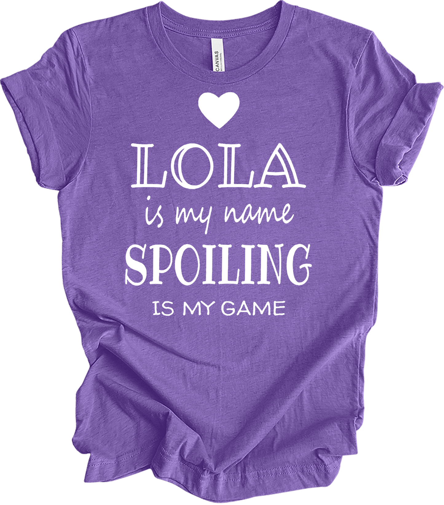 Lola Is My Name - Funny Lola Grandmother Gif T-Shirt in Heather Team Purple