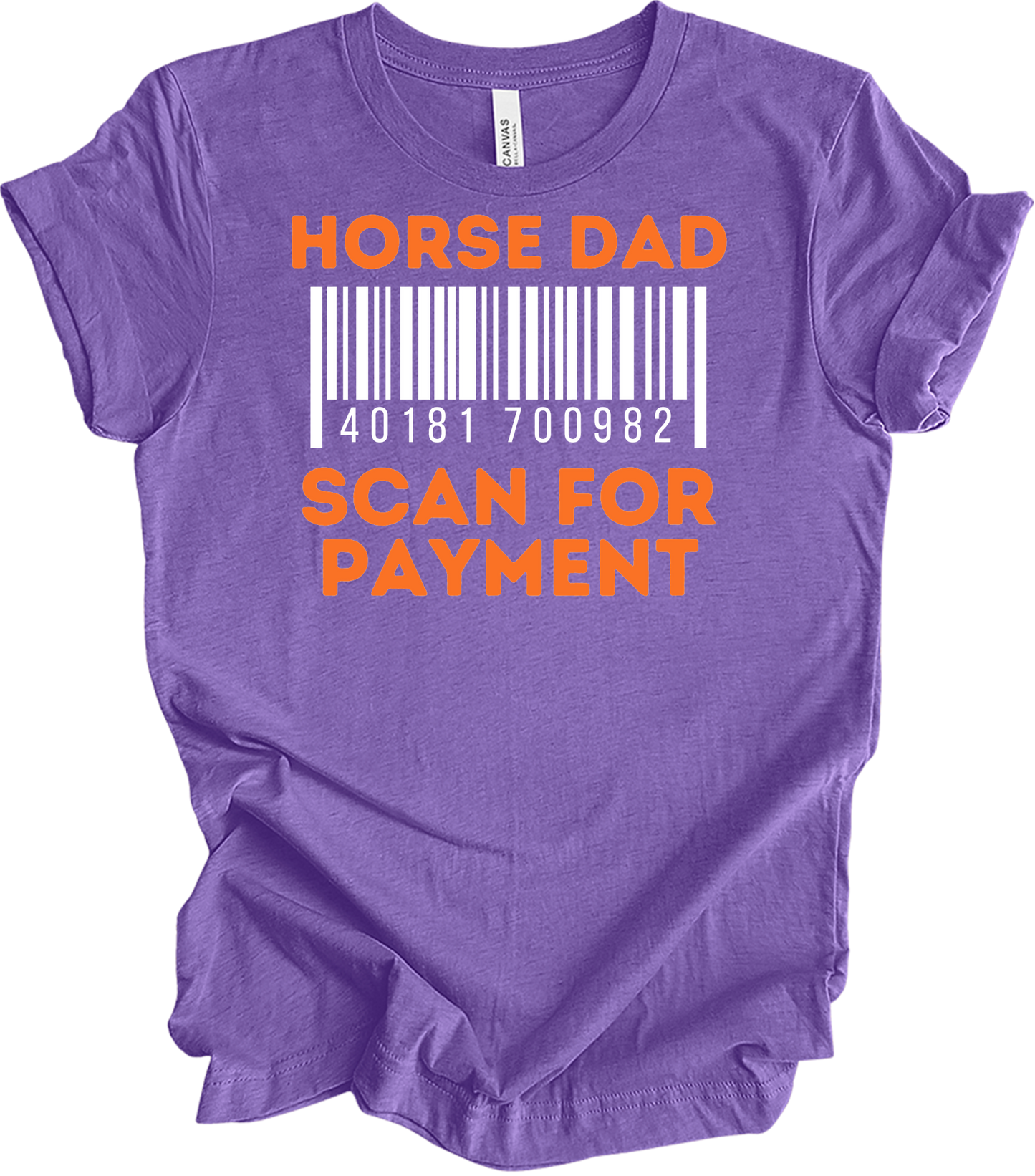 Horse Dad Scan for Payment T-Shirt in Heather Team Purple