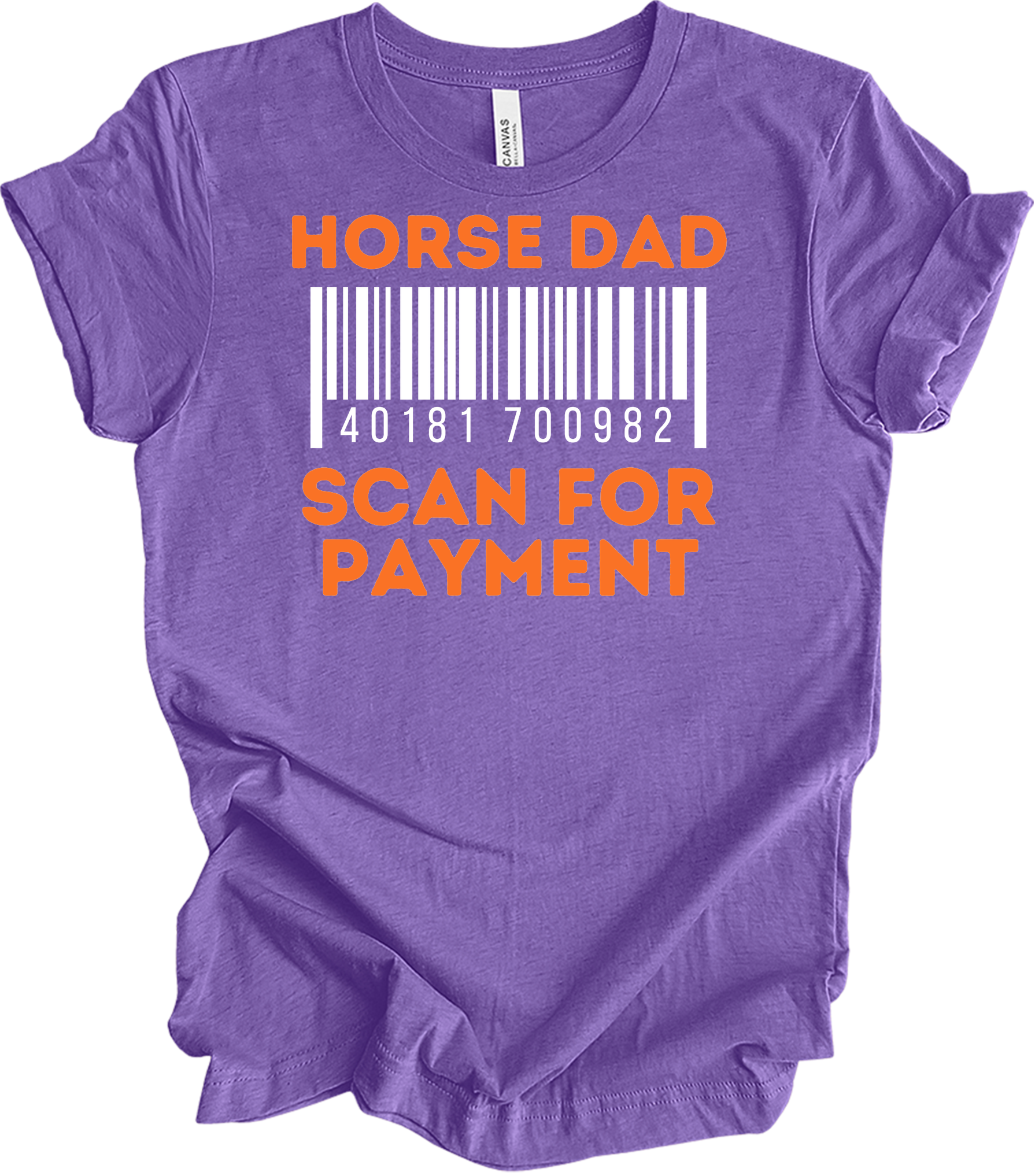 Horse Dad Scan for Payment T-Shirt in Heather Team Purple