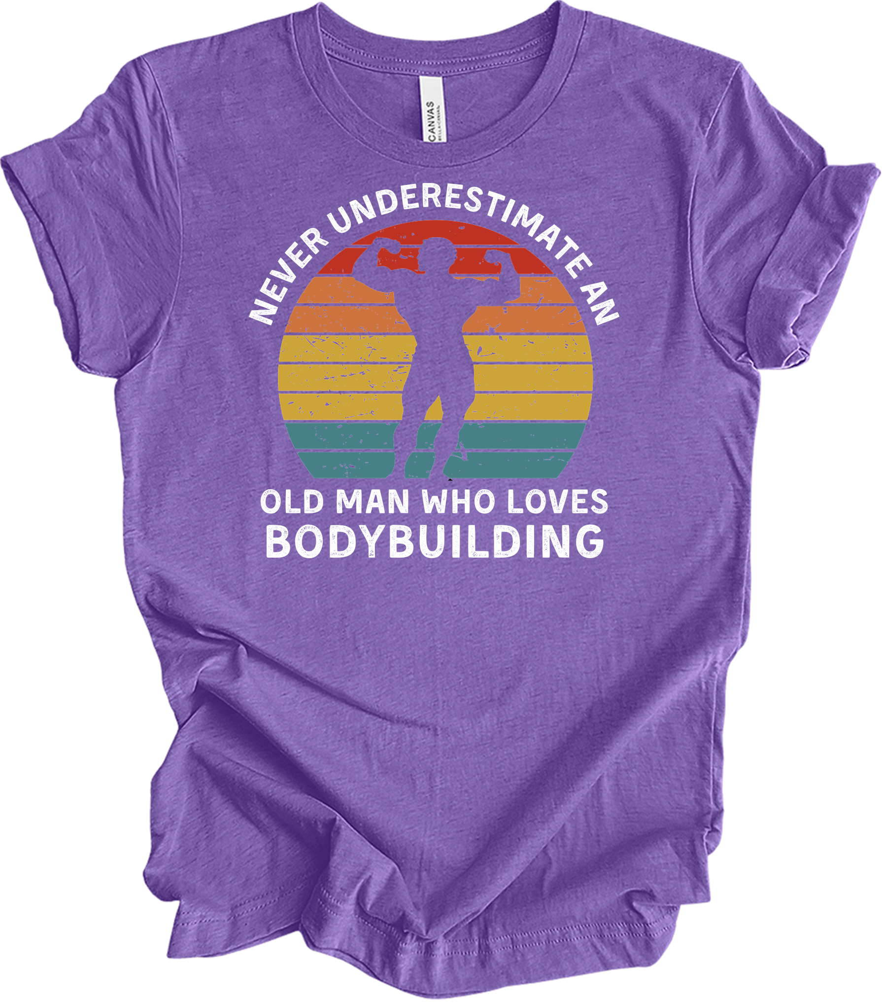 Old Man Bodybuilding - Fitness Gift T-Shirt in Heather Team Purple