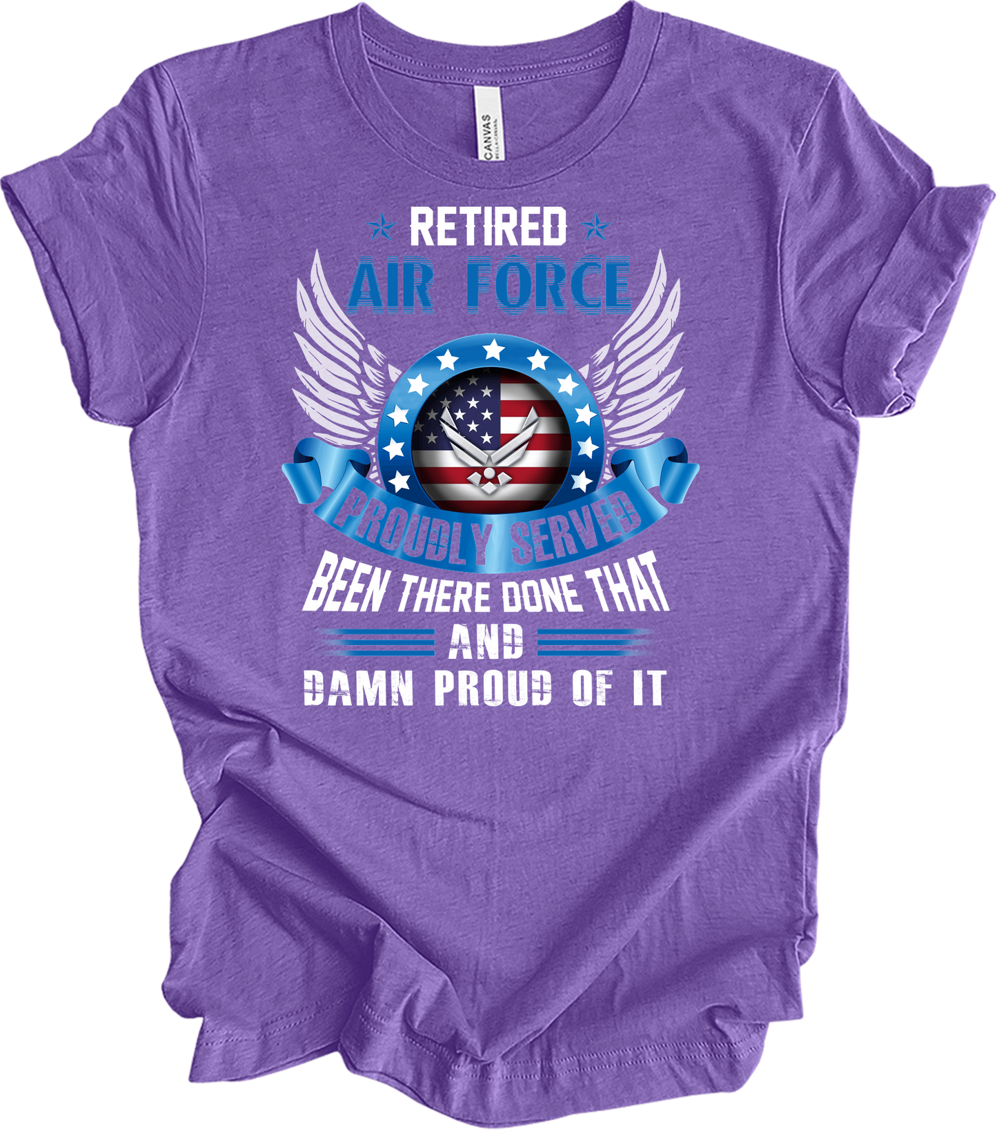 Retired Air Force Veteran T-Shirt in Heather Team Purple