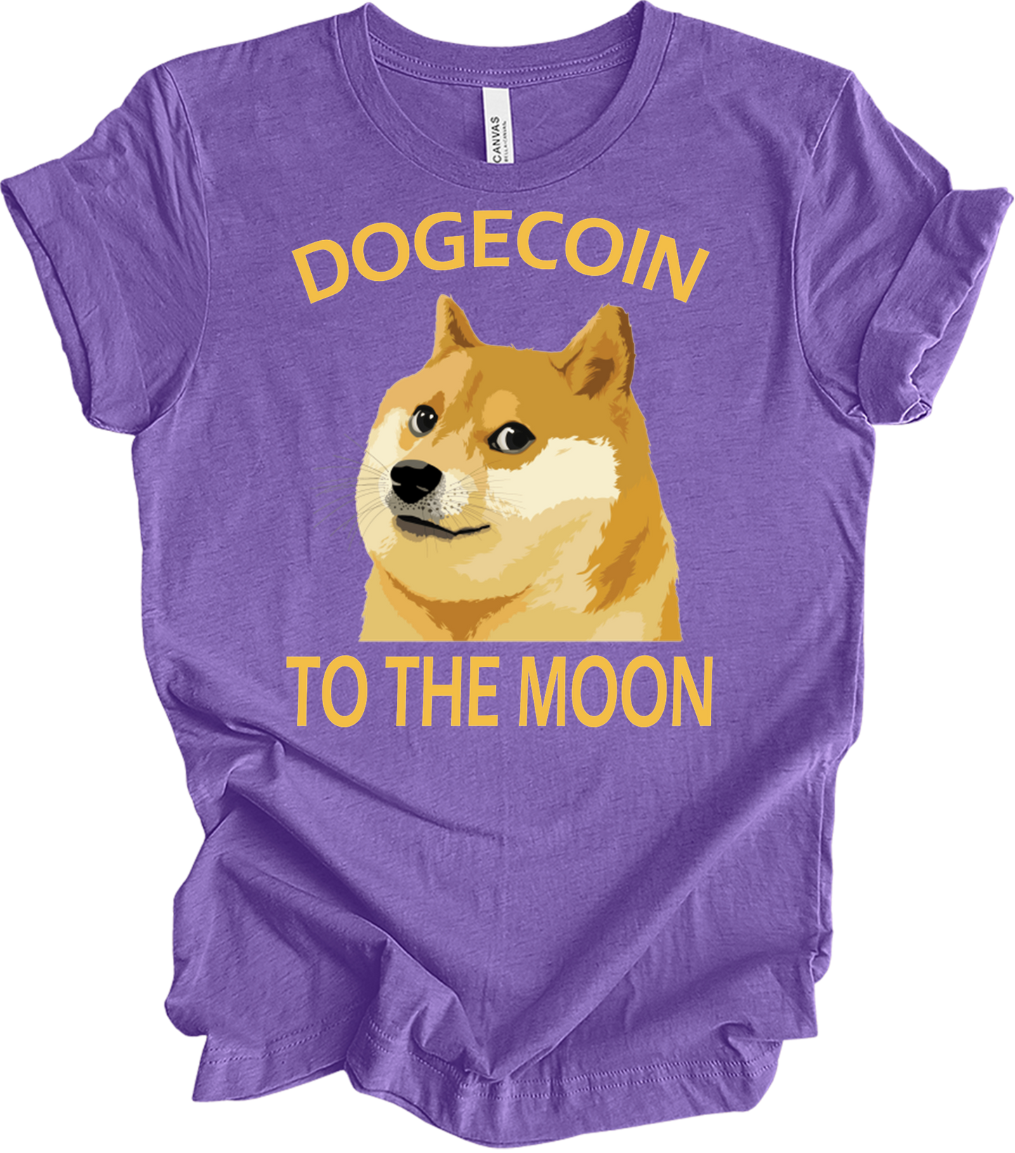 Dogecoin To The Moon T-Shirt in Heather Team Purple