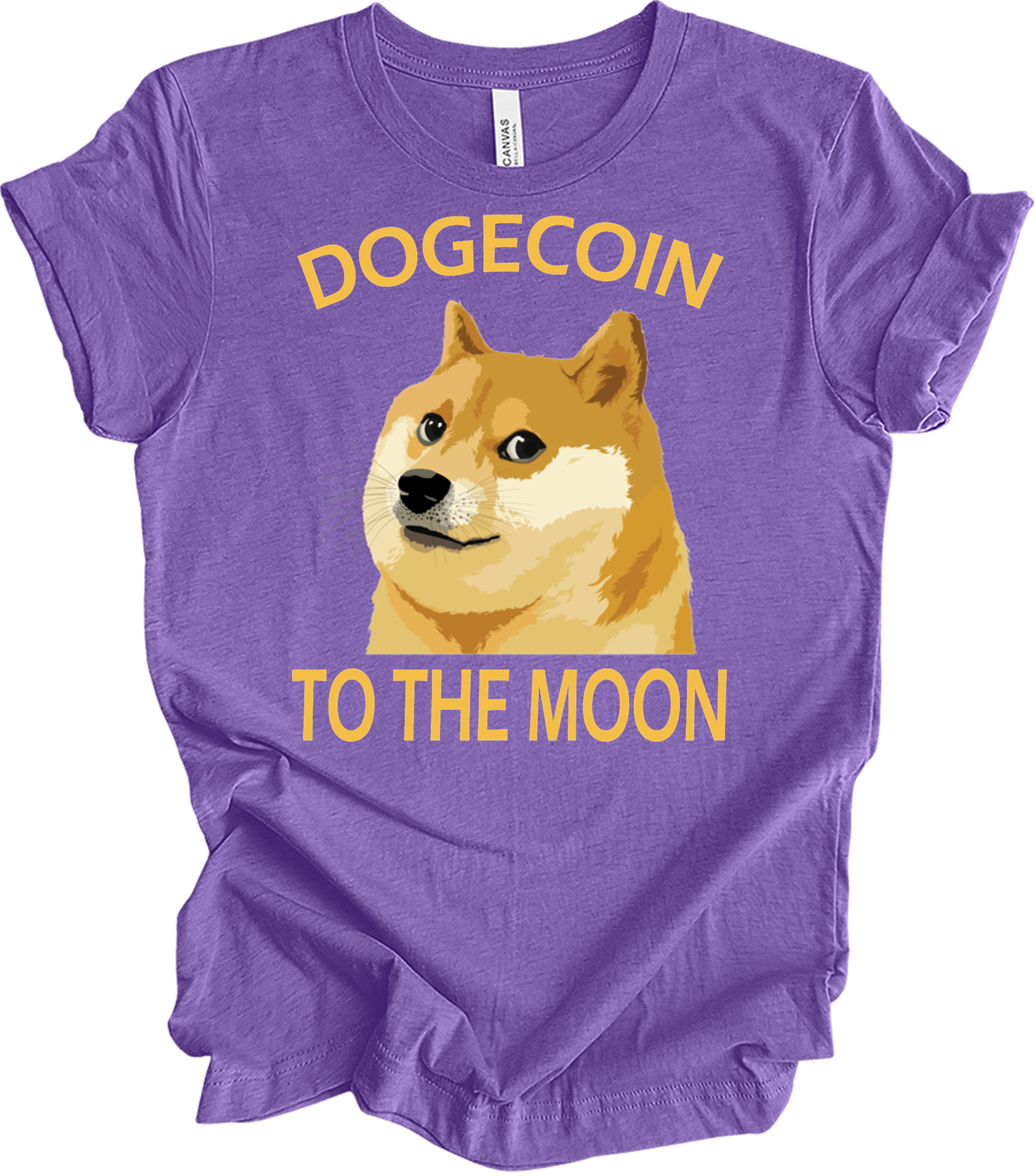 Dogecoin To The Moon T-Shirt in Heather Team Purple
