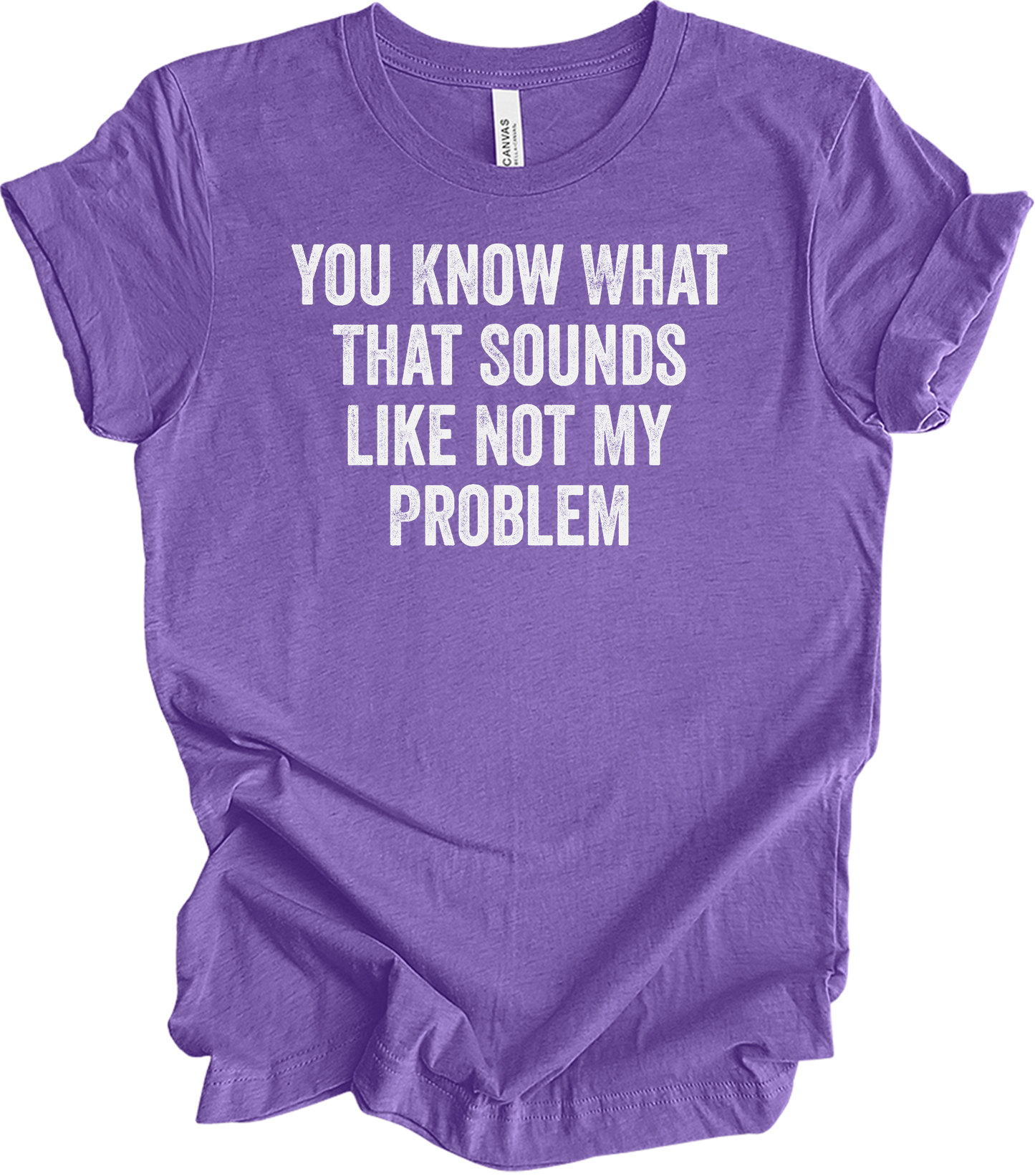 Not My Problem Funny T-Shirt in Heather Team Purple