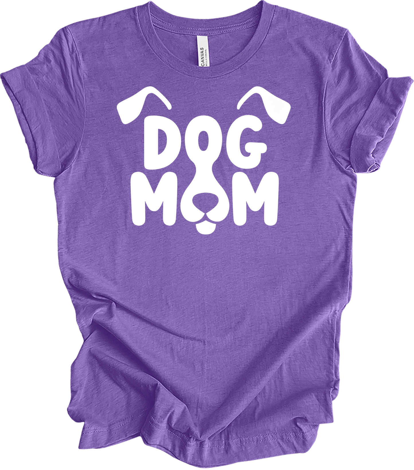 Dog Mom - Cute Gift for Dog Lovers T-Shirt in Heather Team Purple