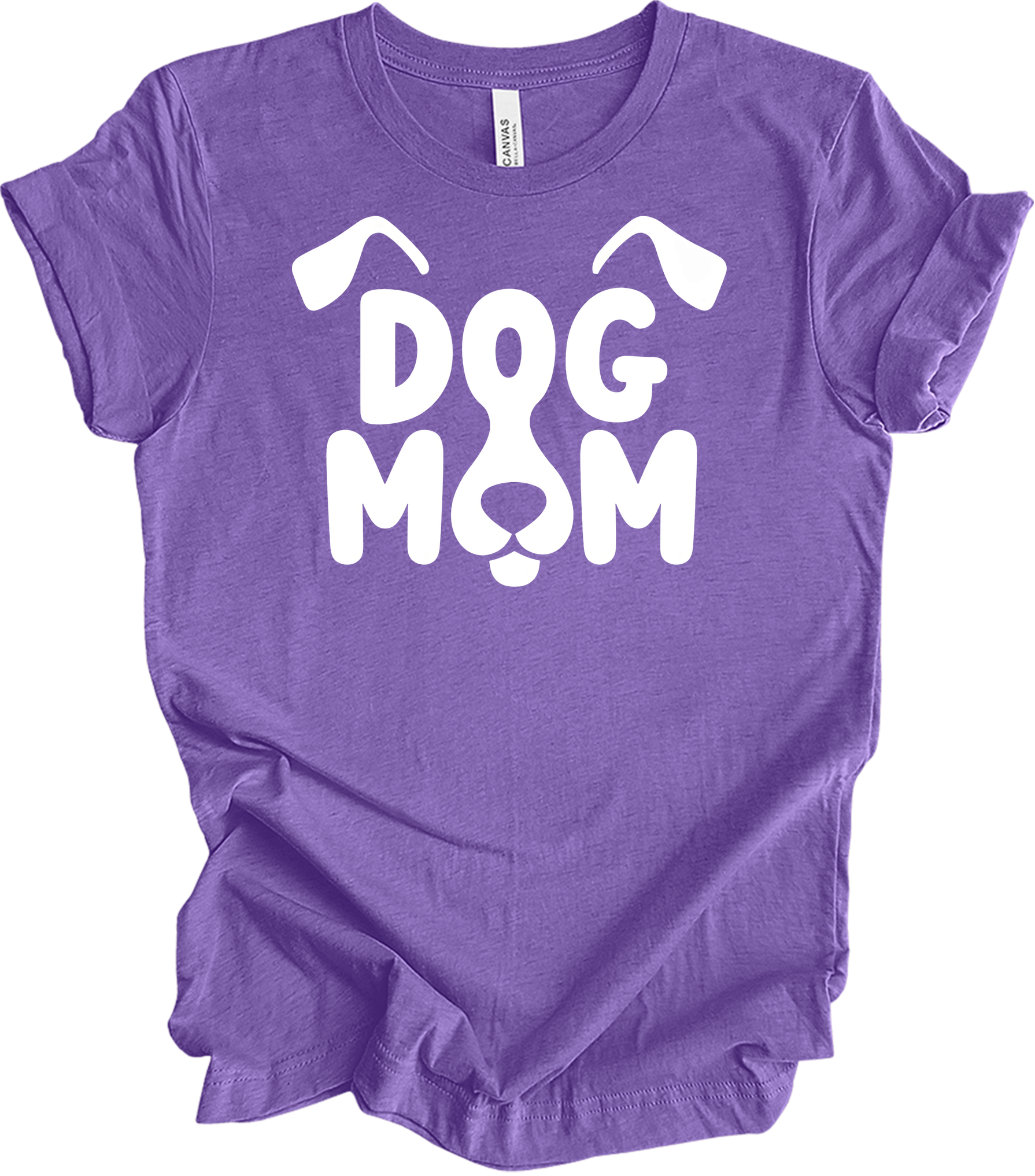 Dog Mom - Cute Gift for Dog Lovers T-Shirt in Heather Team Purple