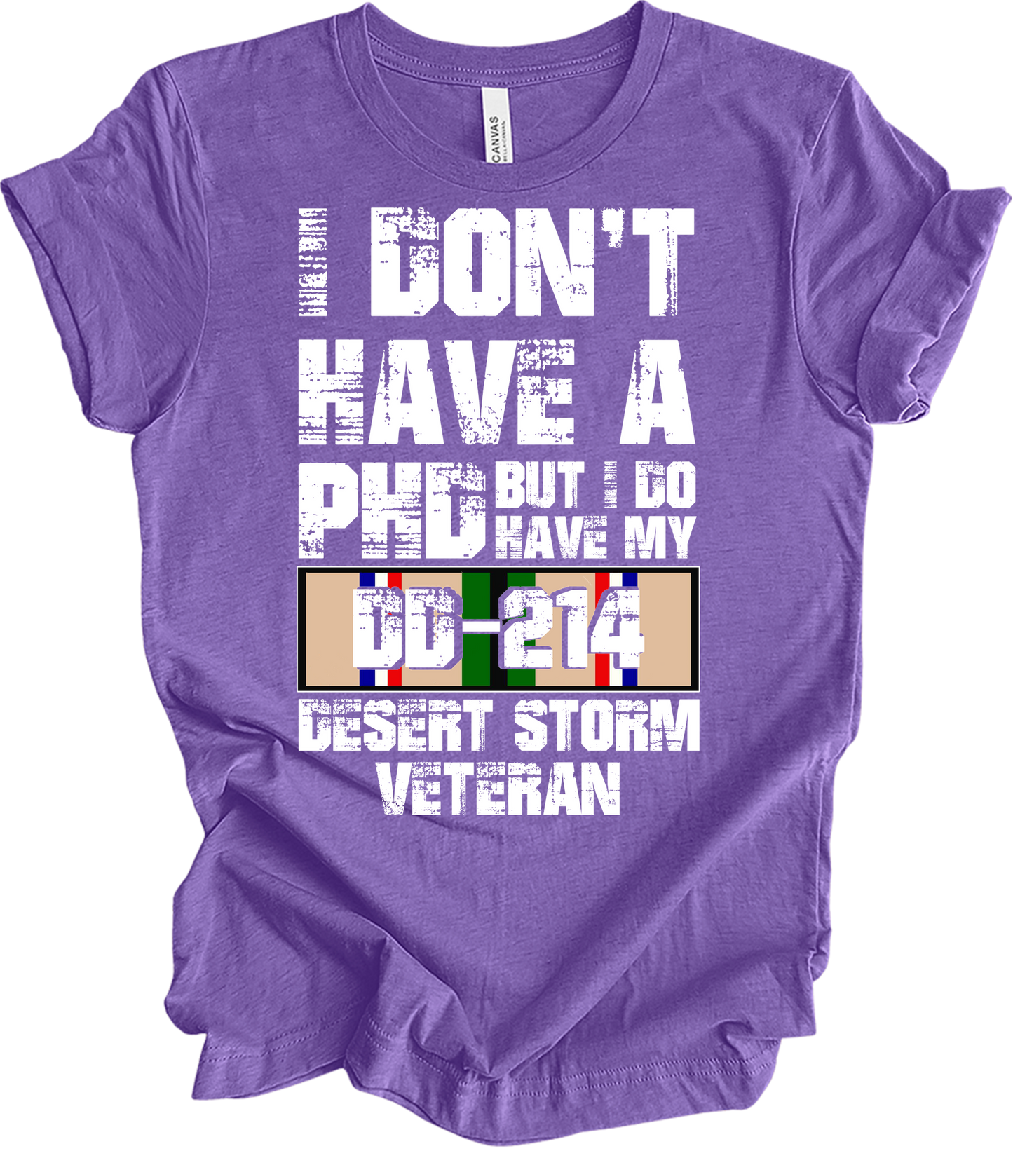 PhD DD214 Veteran T-Shirt in Heather Team Purple