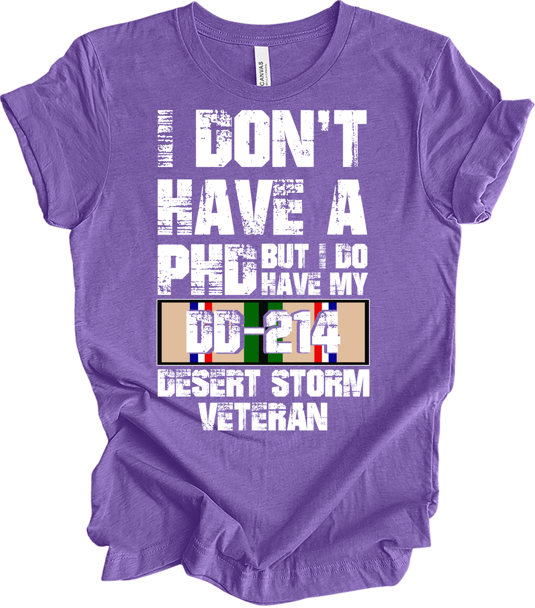 PhD DD214 Veteran T-Shirt in Heather Team Purple