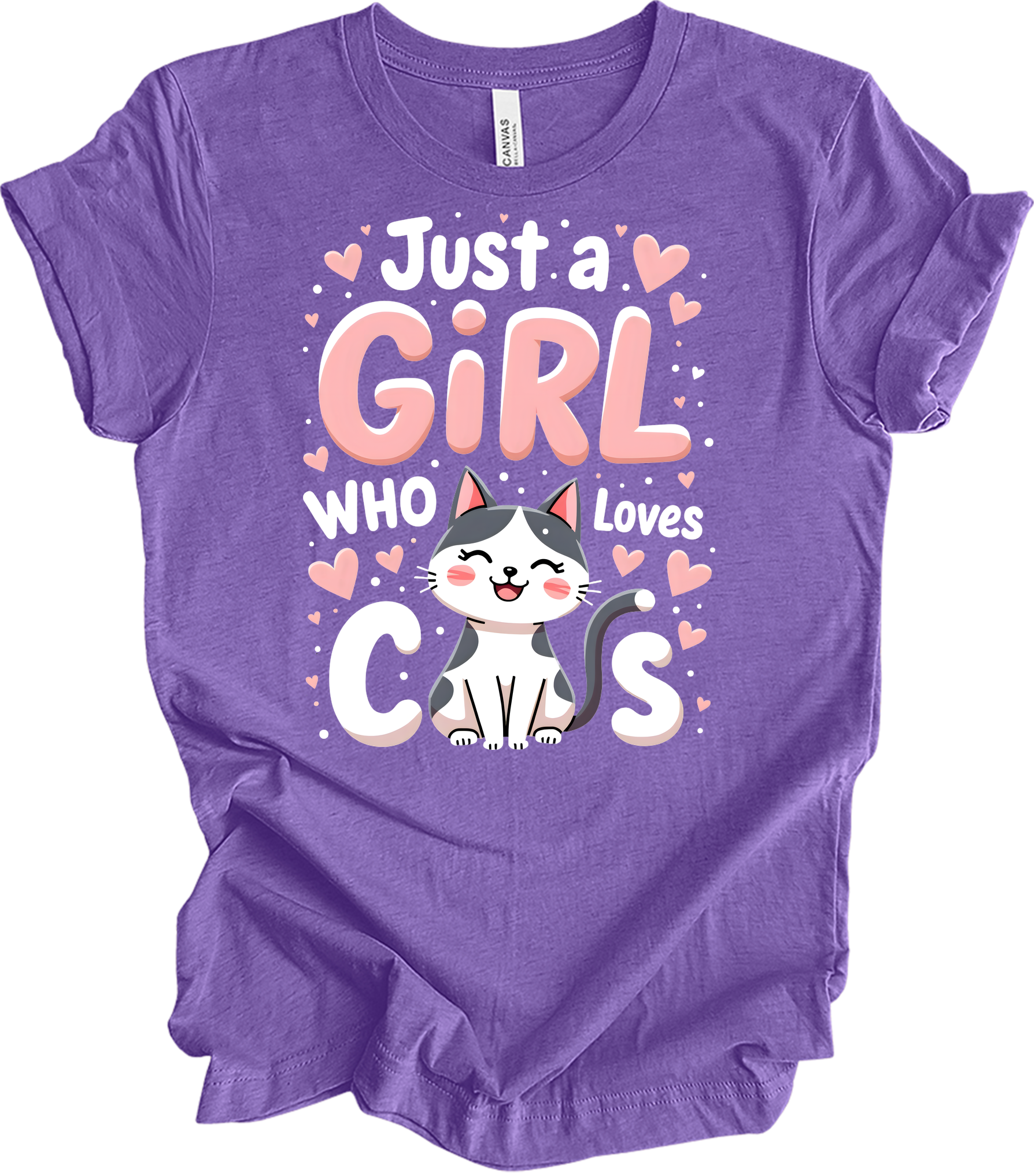 Just a Girl Who Loves Cats T-Shirt in Heather Team Purple