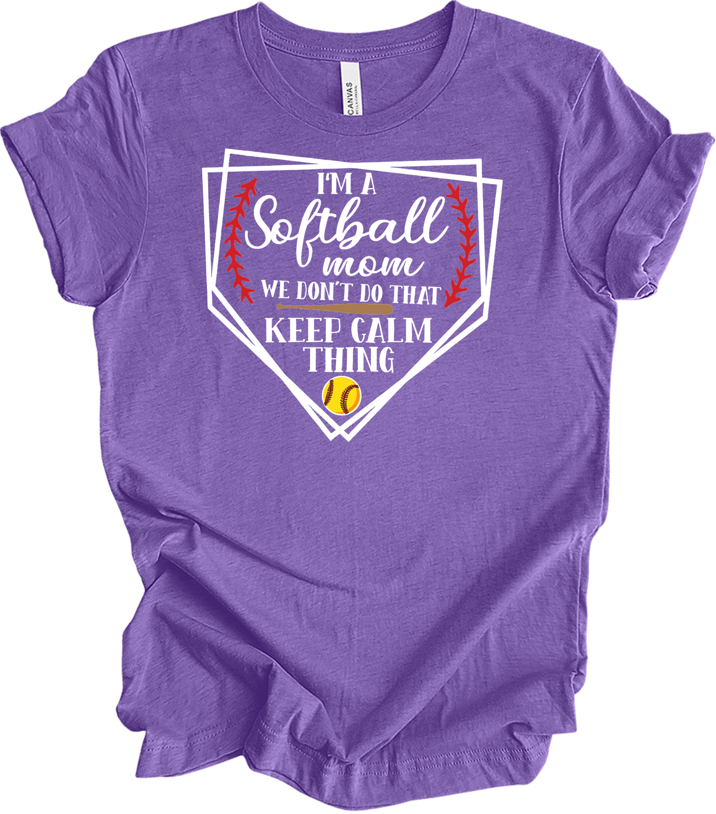 Softball Mom - Cute Sports Mom Gift Design T-Shirt in Heather Team Purple