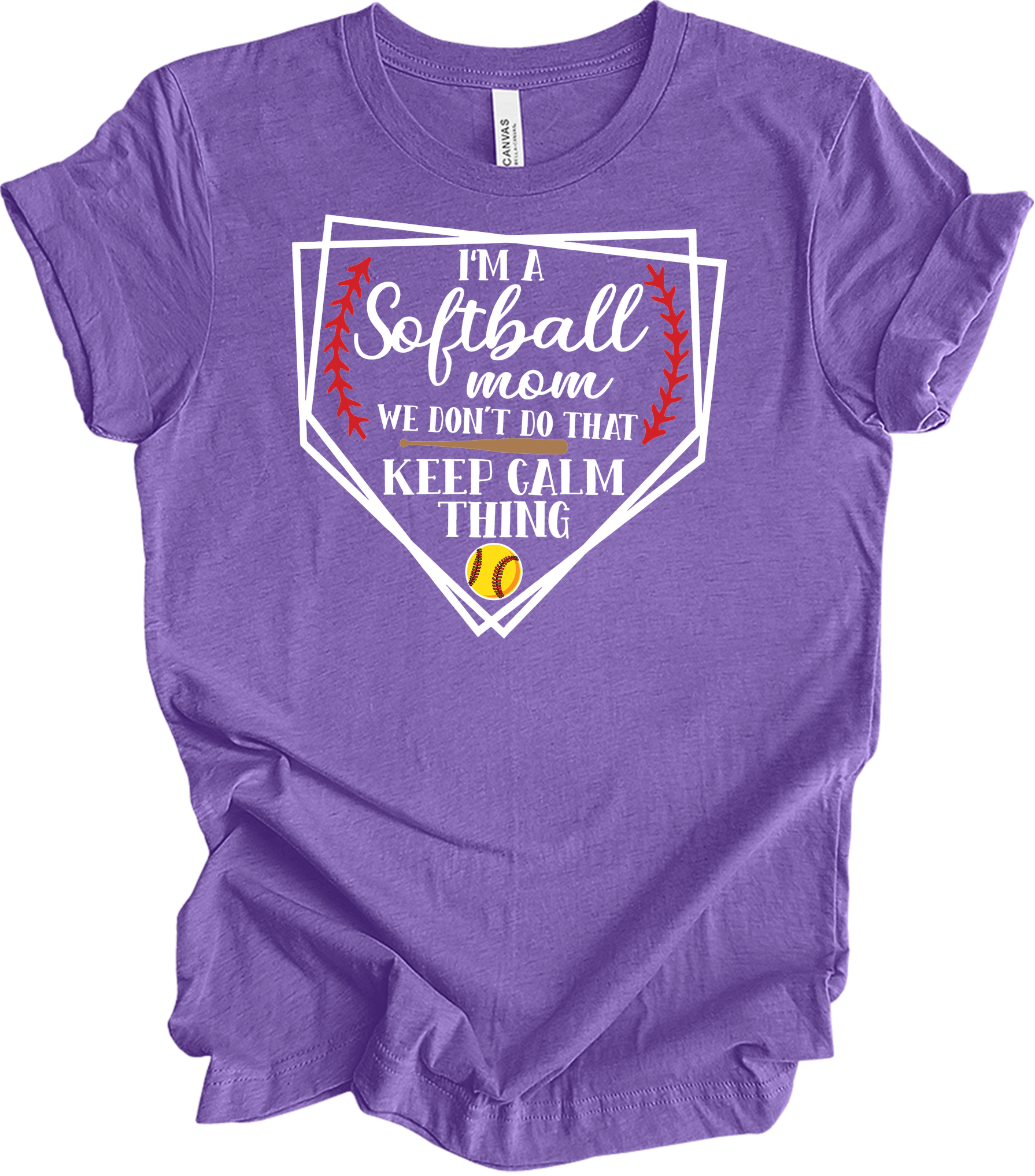 Softball Mom - Cute Sports Mom Gift Design T-Shirt in Heather Team Purple